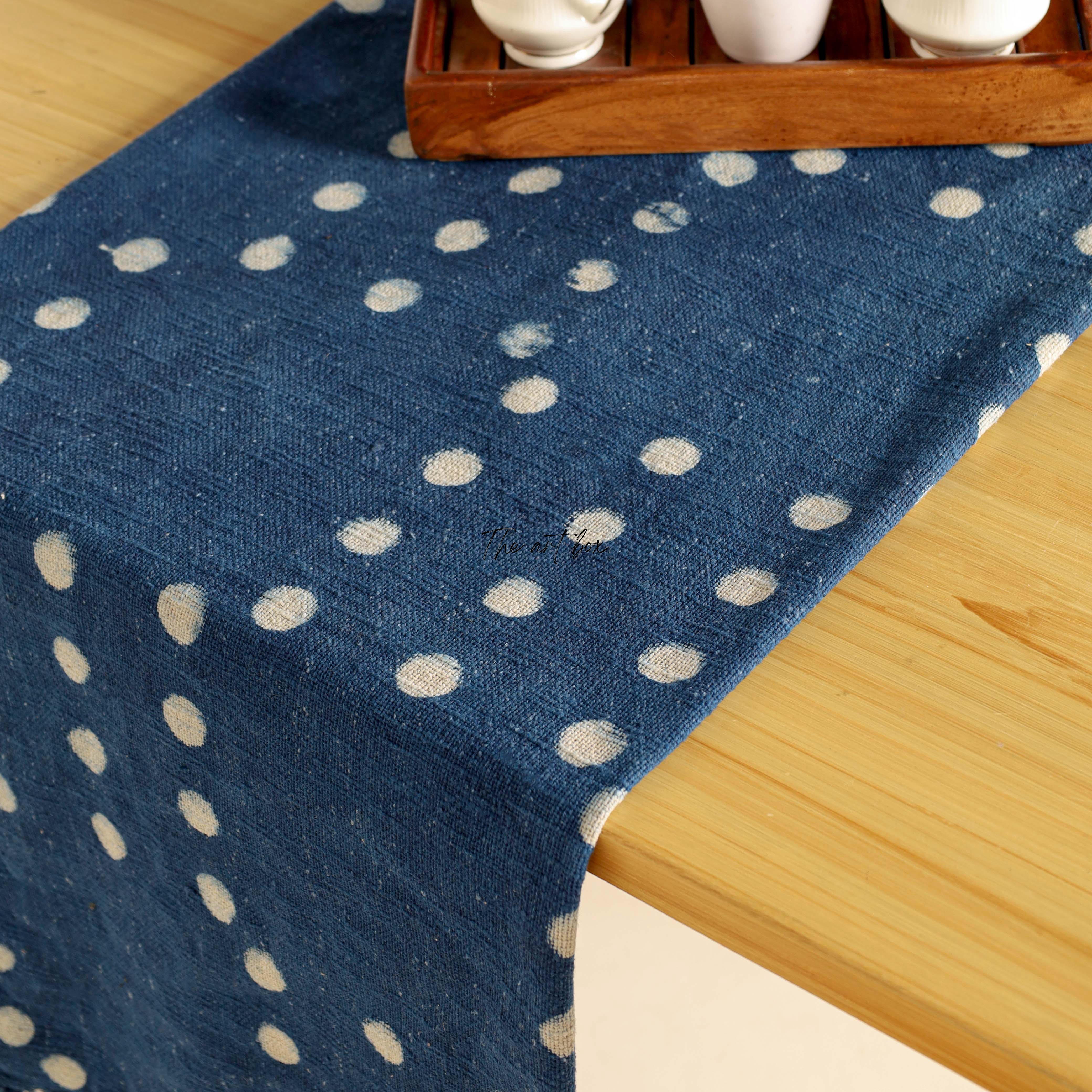 Blue Printed Cotton Table Runner
