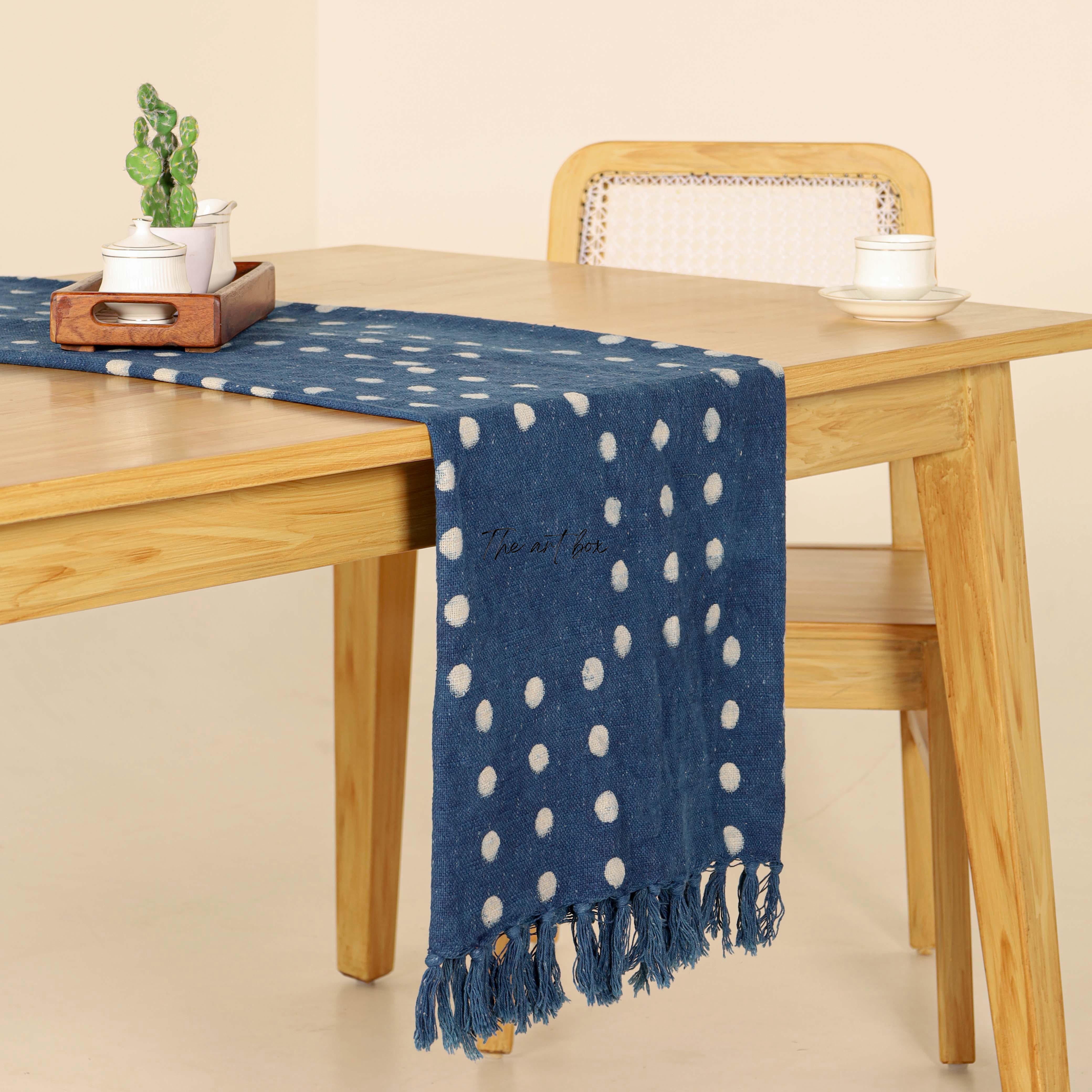 Blue Printed Cotton Table Runner