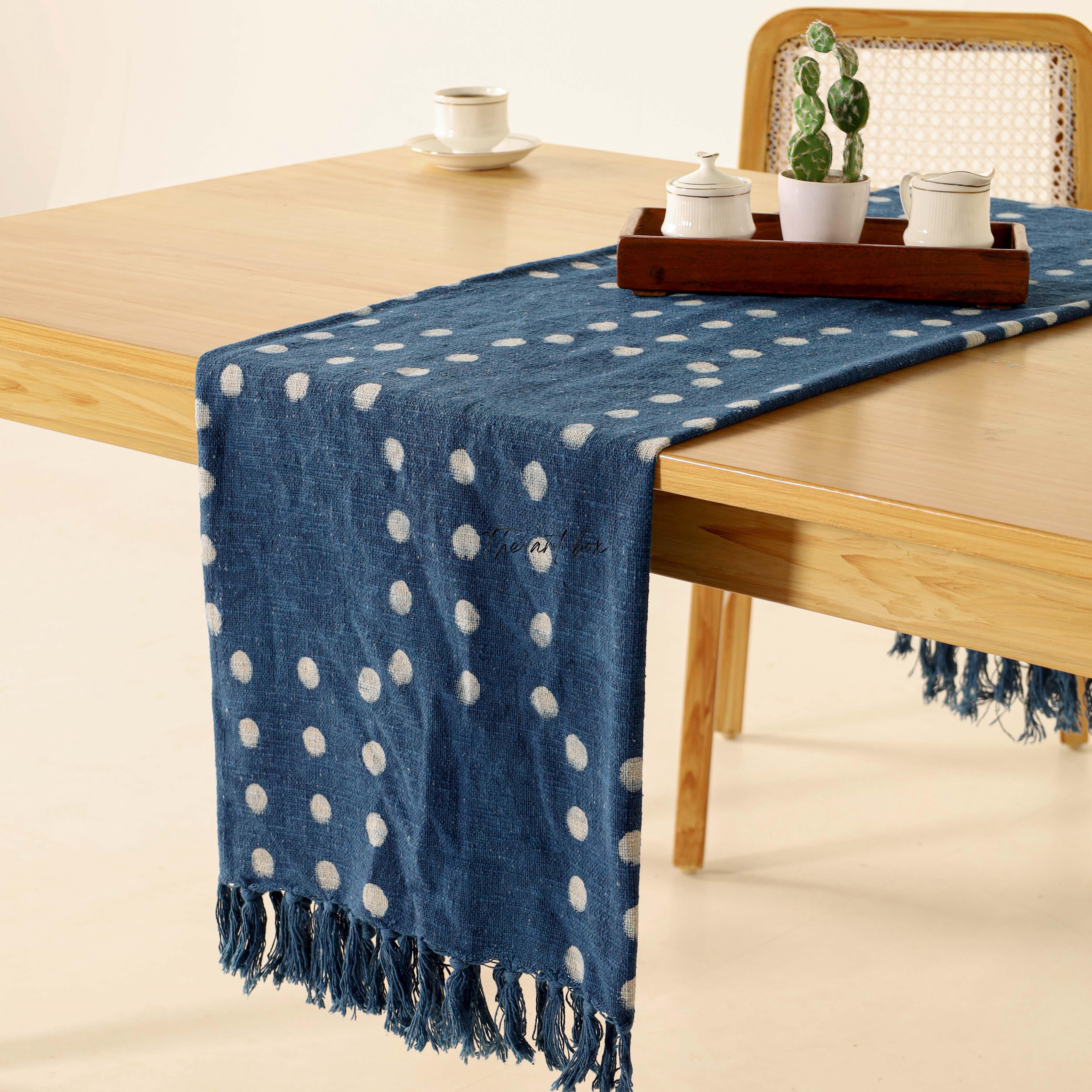Blue Printed Cotton Table Runner
