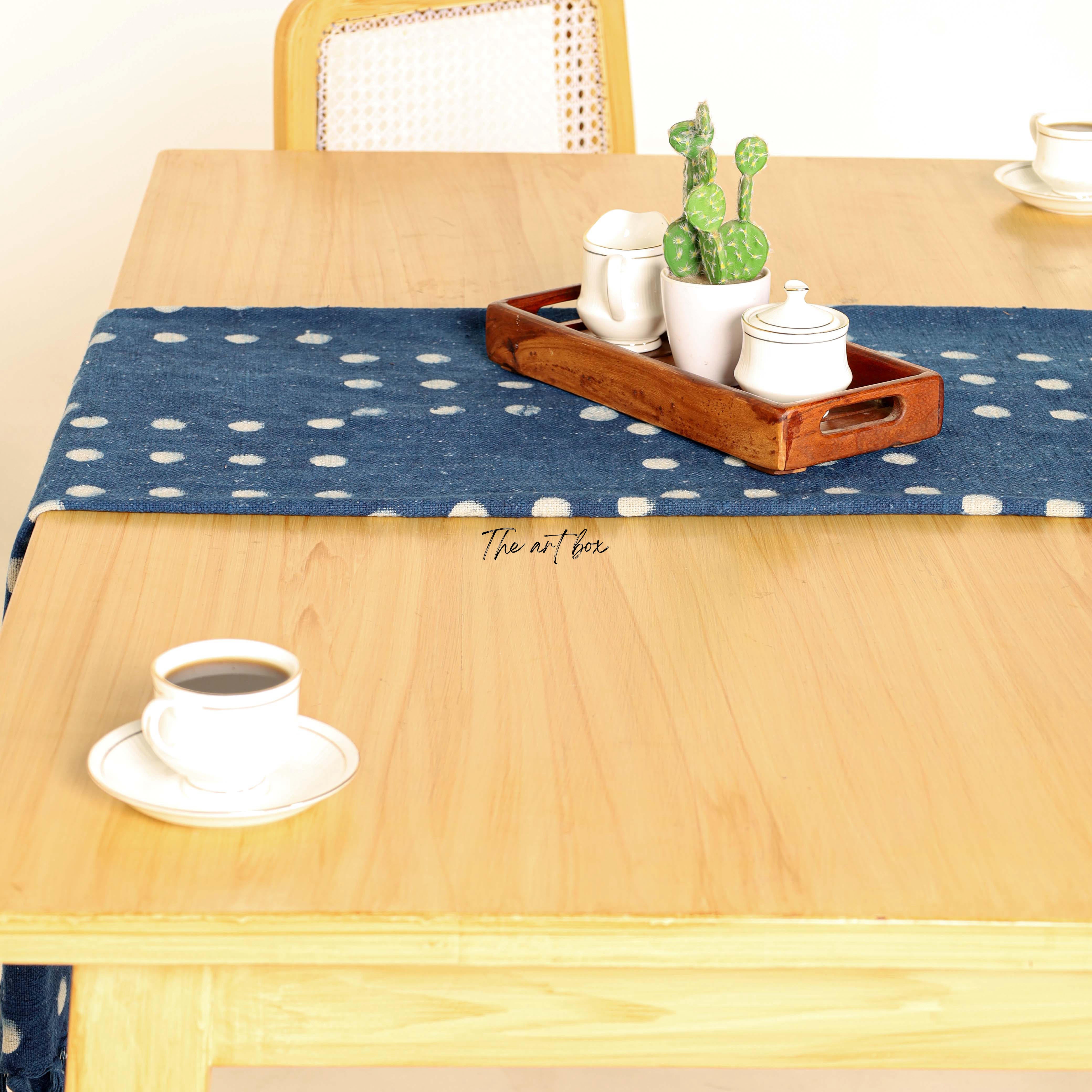 Blue Printed Cotton Table Runner