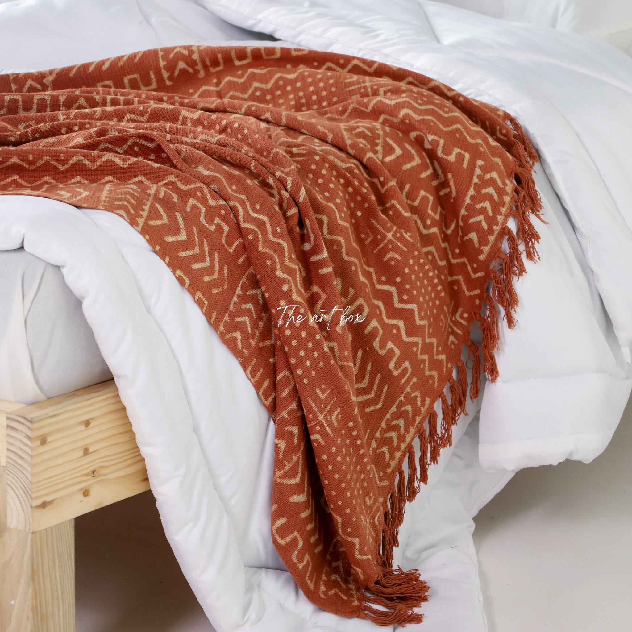 Rust Orange Daabu Print Throw