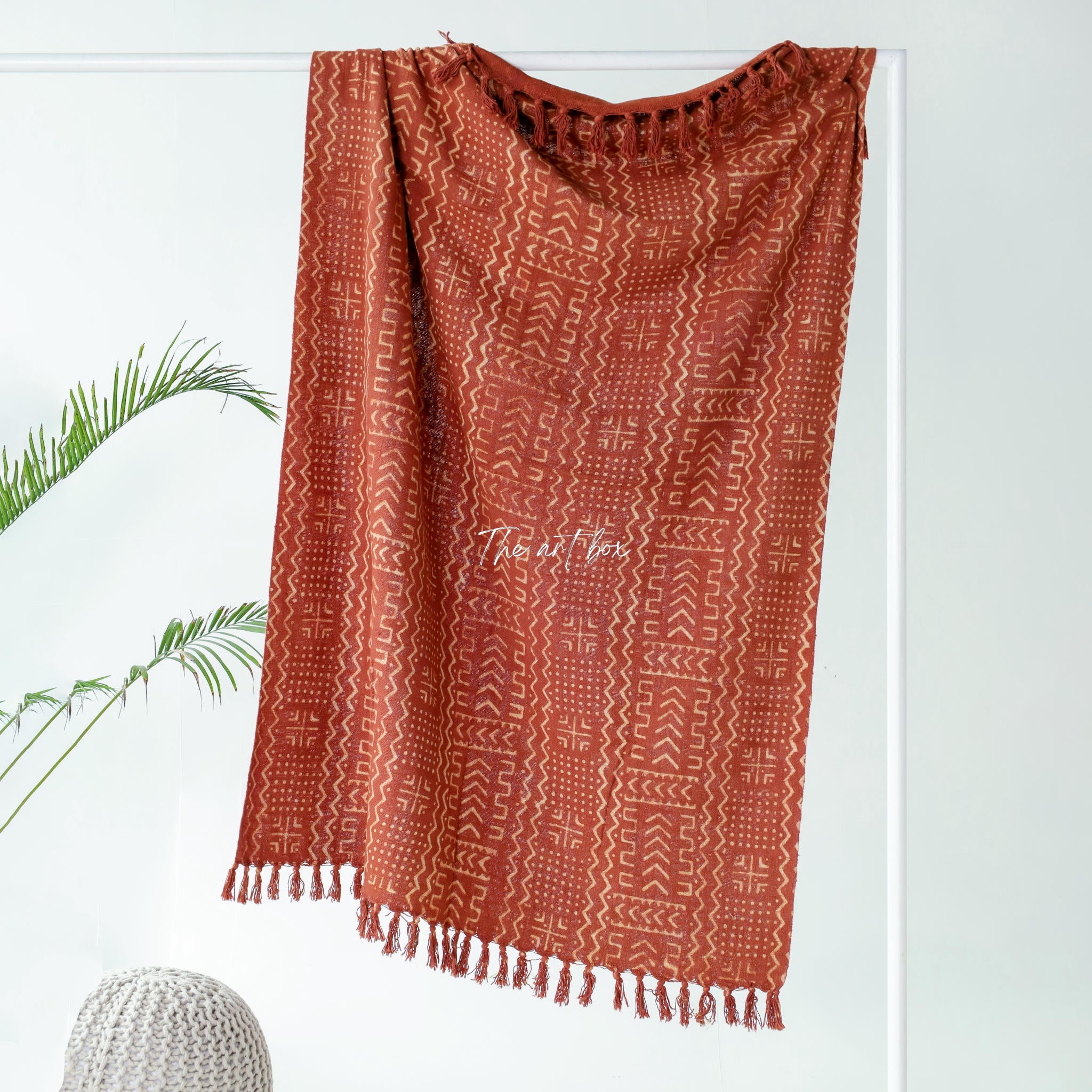 Rust Orange Daabu Print Throw