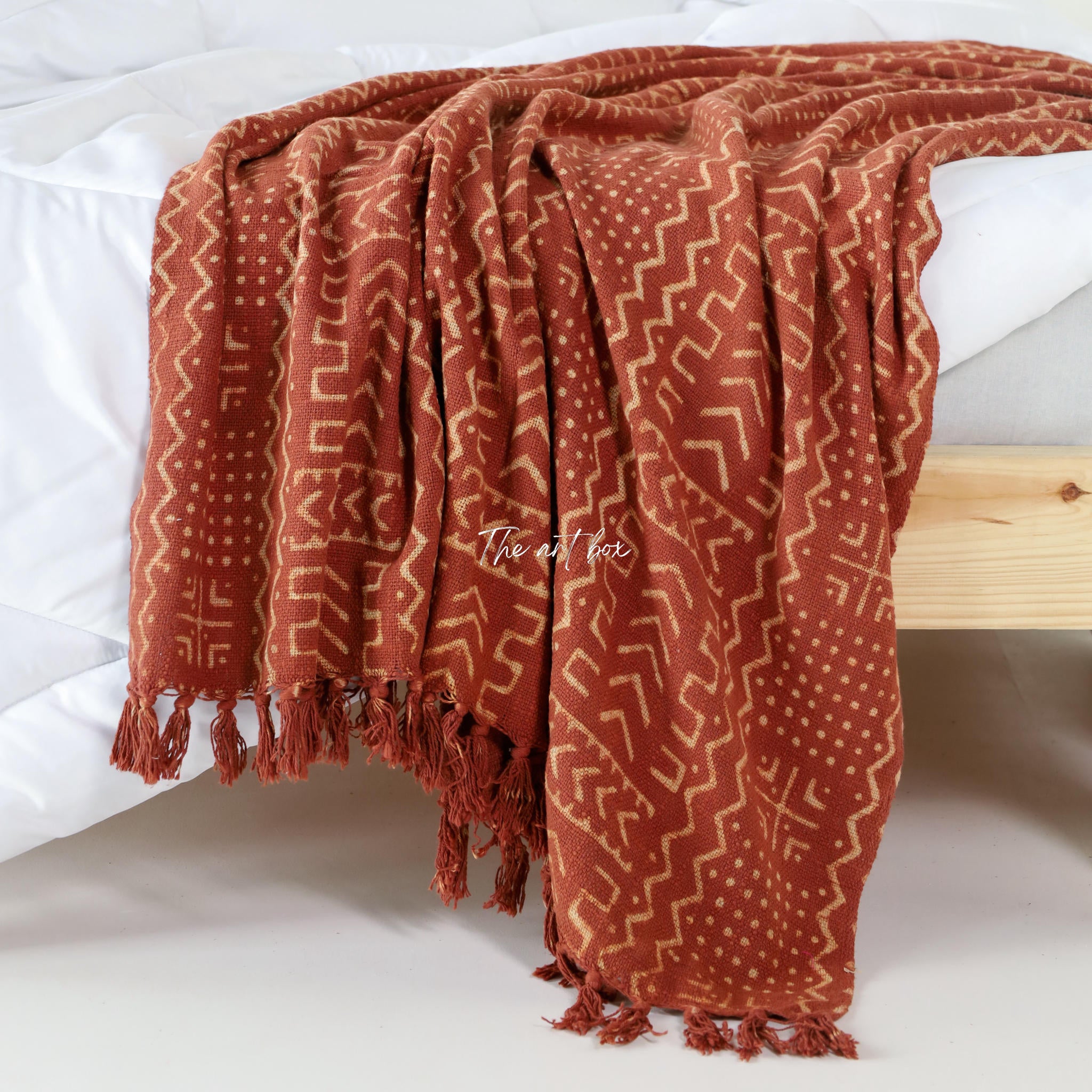 Rust Orange Daabu Print Throw