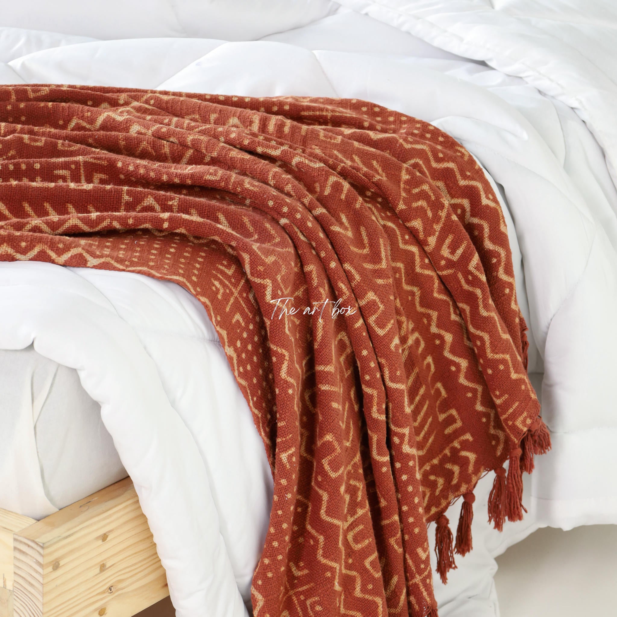 Rust Orange Daabu Print Throw