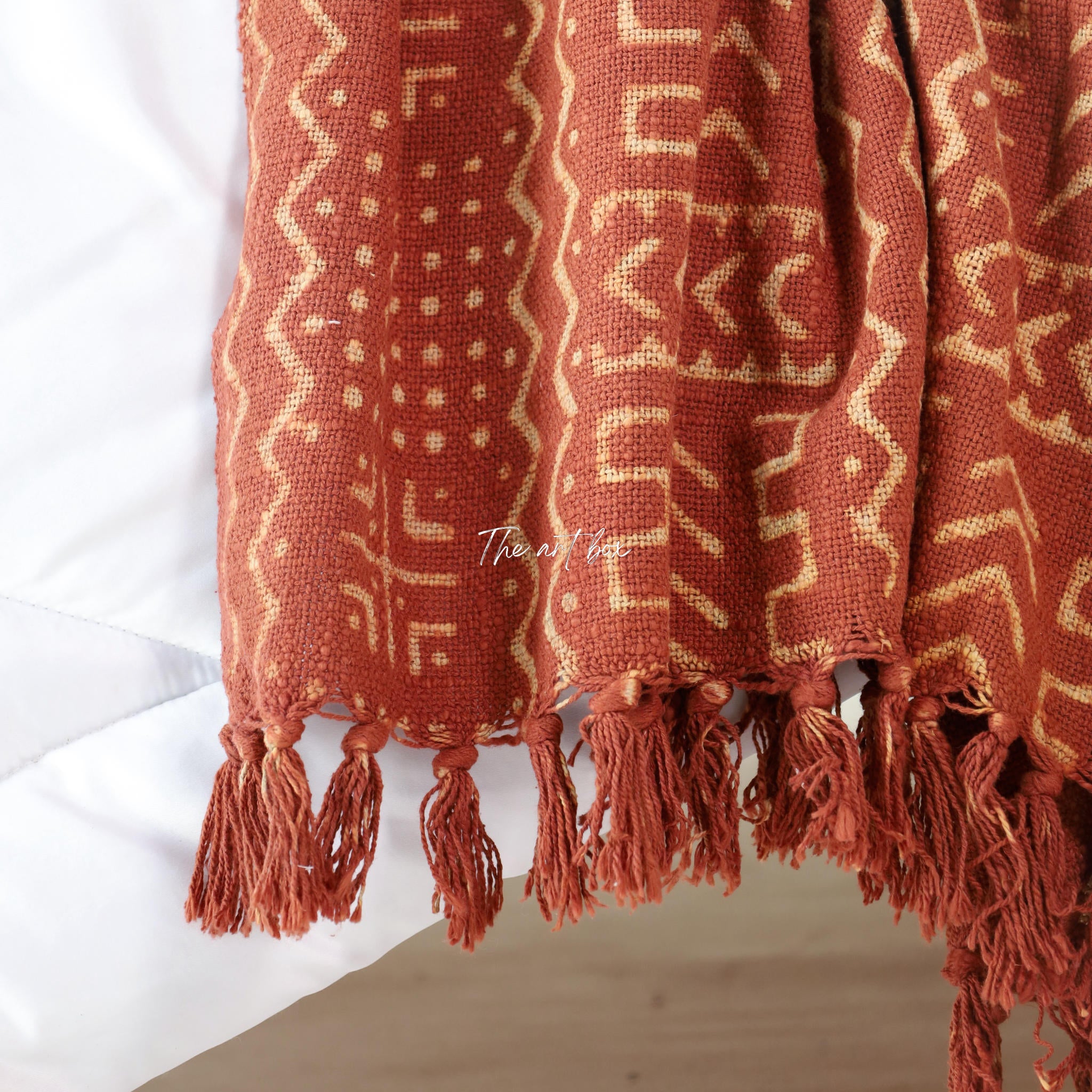 Rust Orange Daabu Print Throw