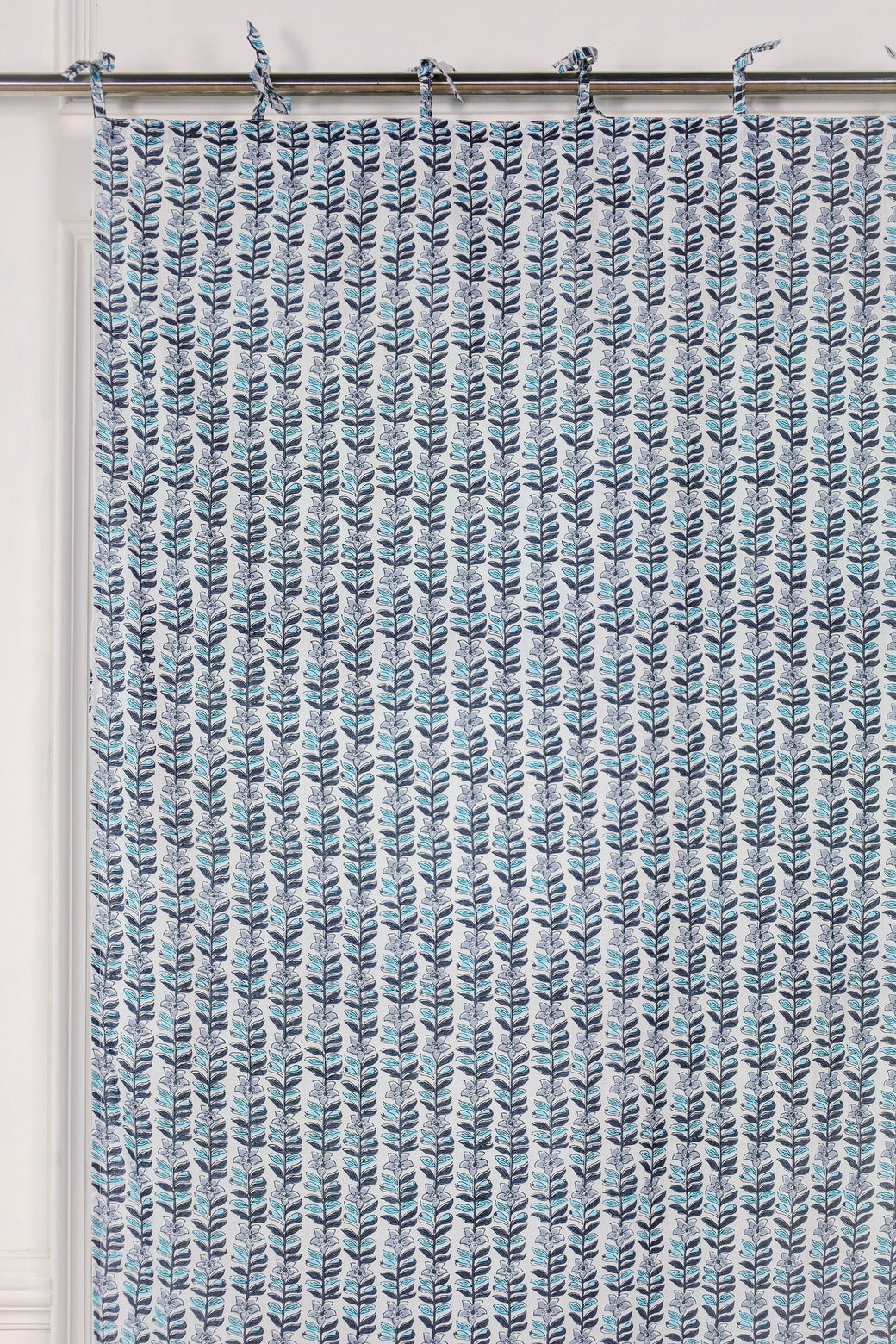 Light Blue Floral Printed Curtain