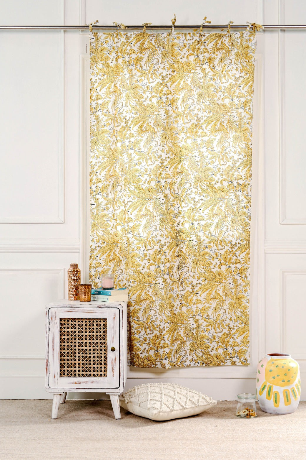 Yellow Tropical Printed Curtain - 1 Panel set