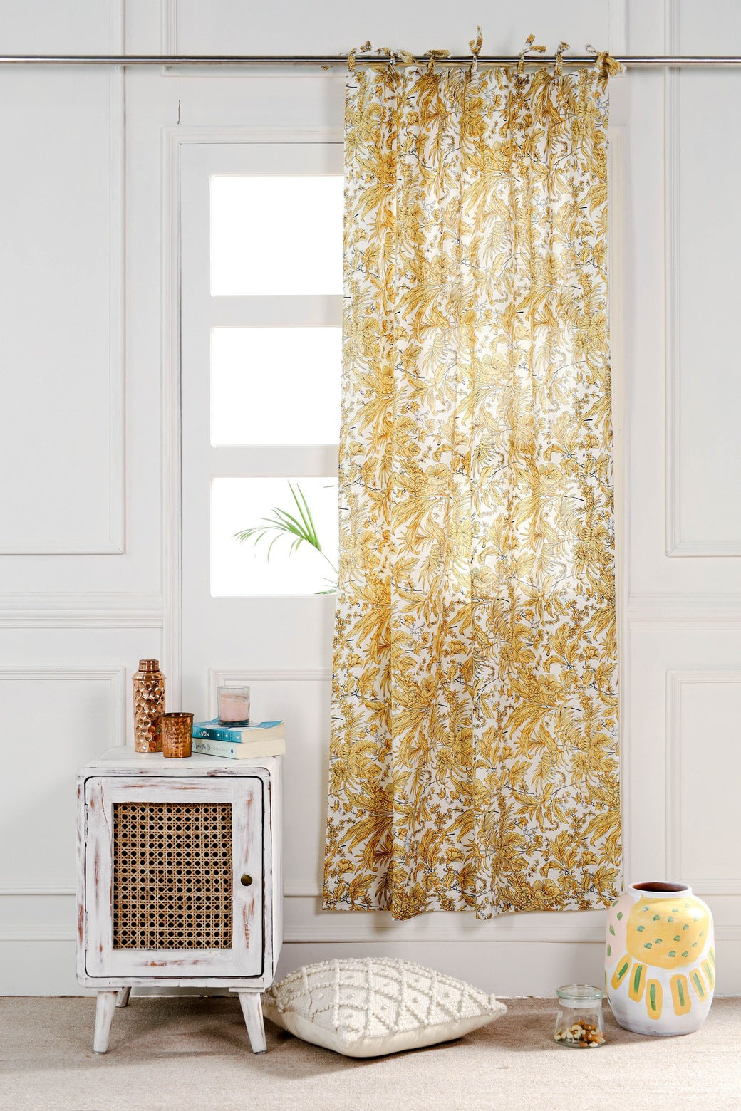 Yellow Tropical Printed Curtain - 1 Panel set