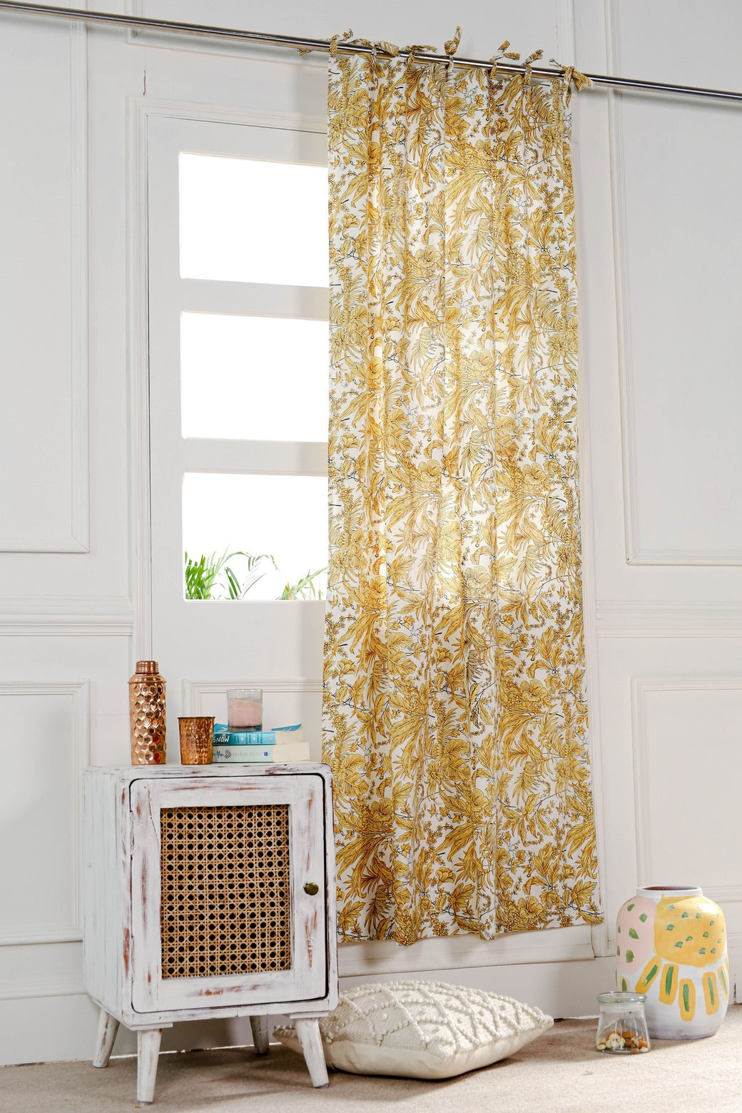 Yellow Tropical Printed Curtain - 1 Panel set
