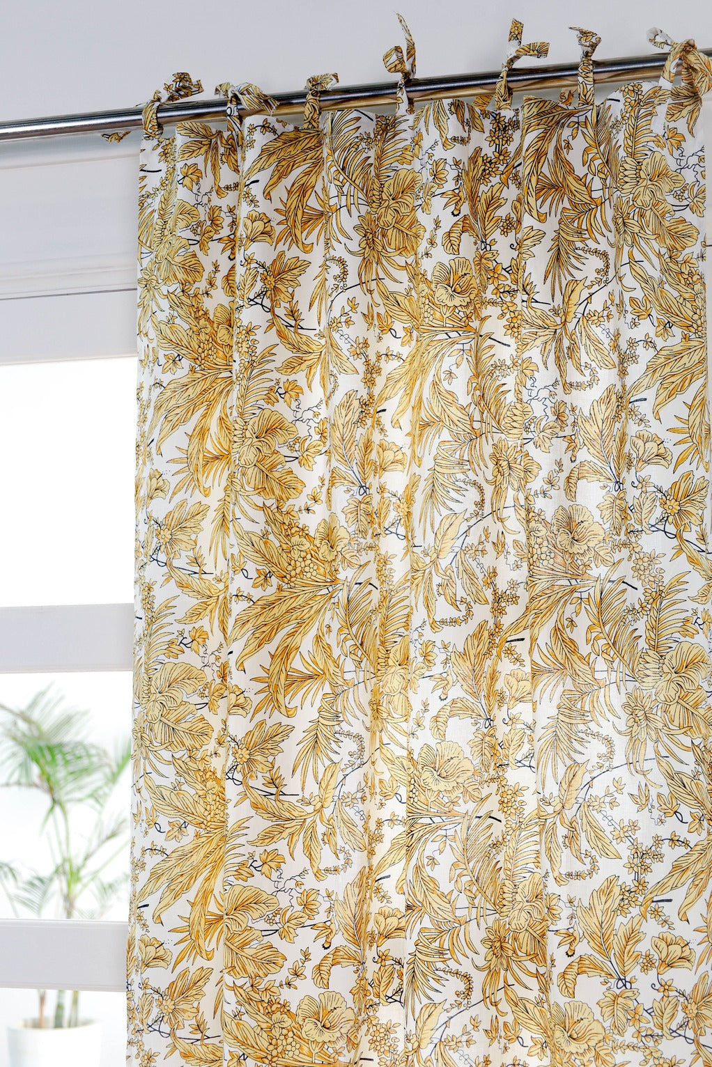 Yellow Tropical Printed Curtain - 1 Panel set
