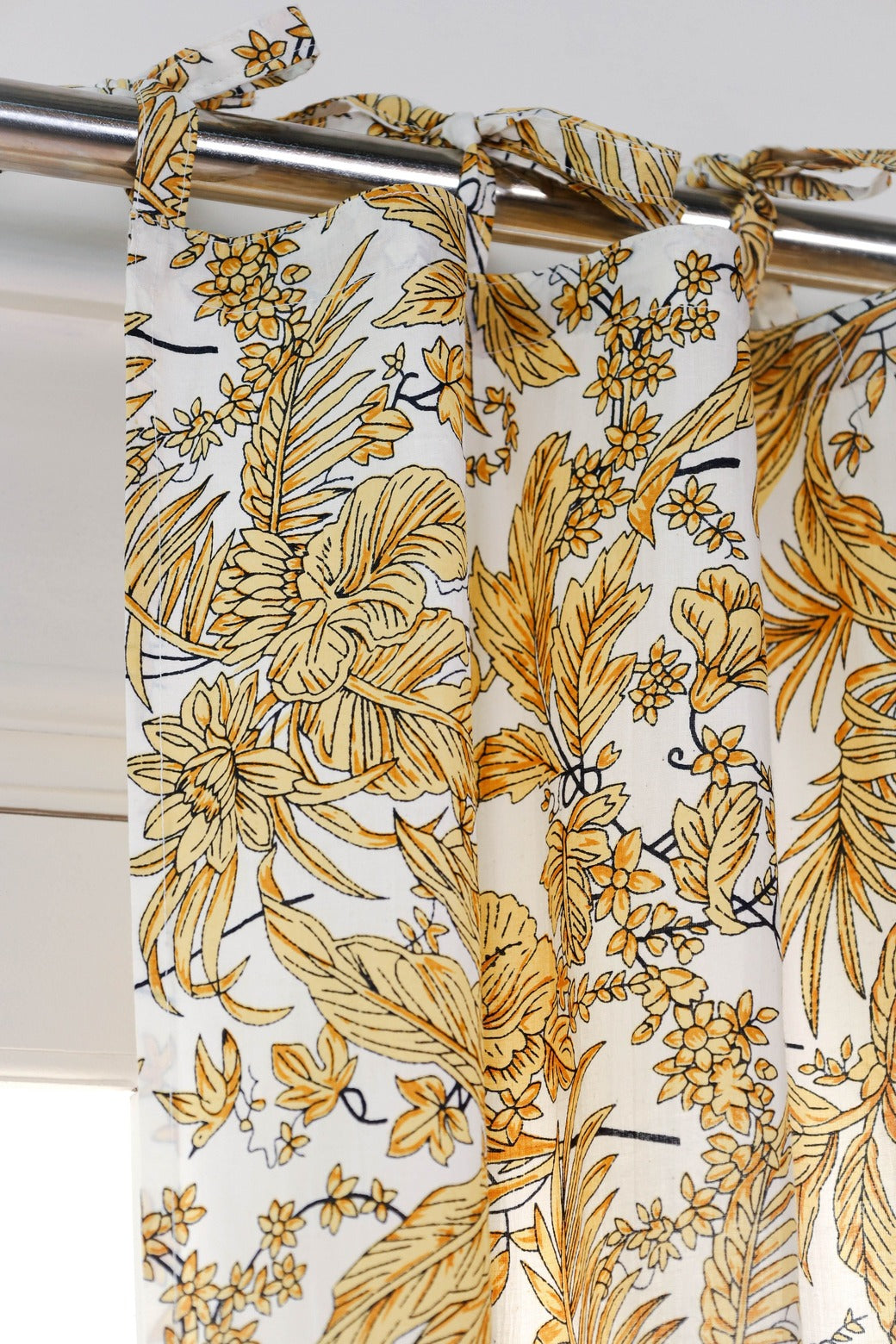 Yellow Tropical Printed Curtain - 1 Panel set