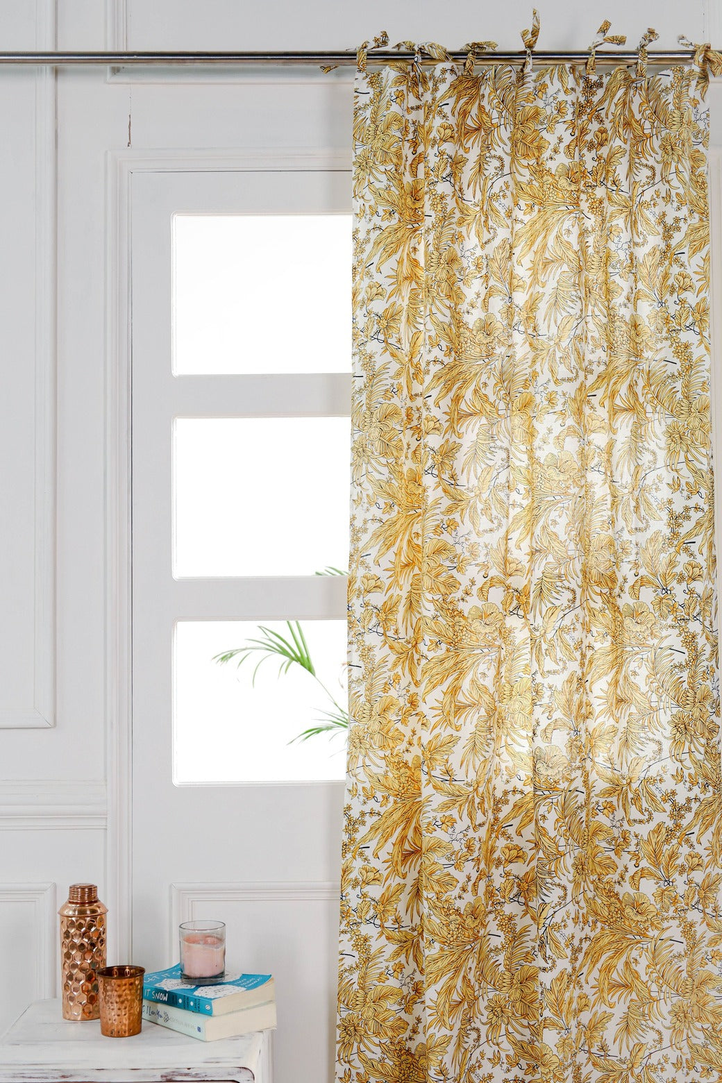 Yellow Tropical Printed Curtain - 1 Panel set