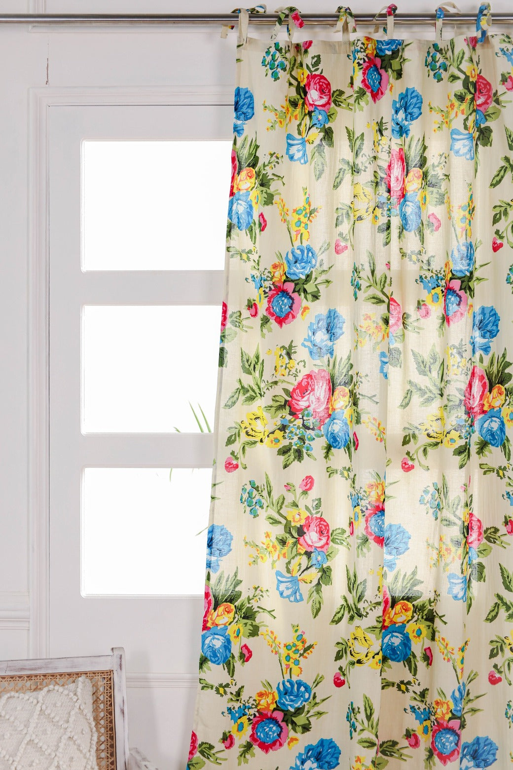 Wheat Floral Printed Cotton Curtain 1 Panel Set