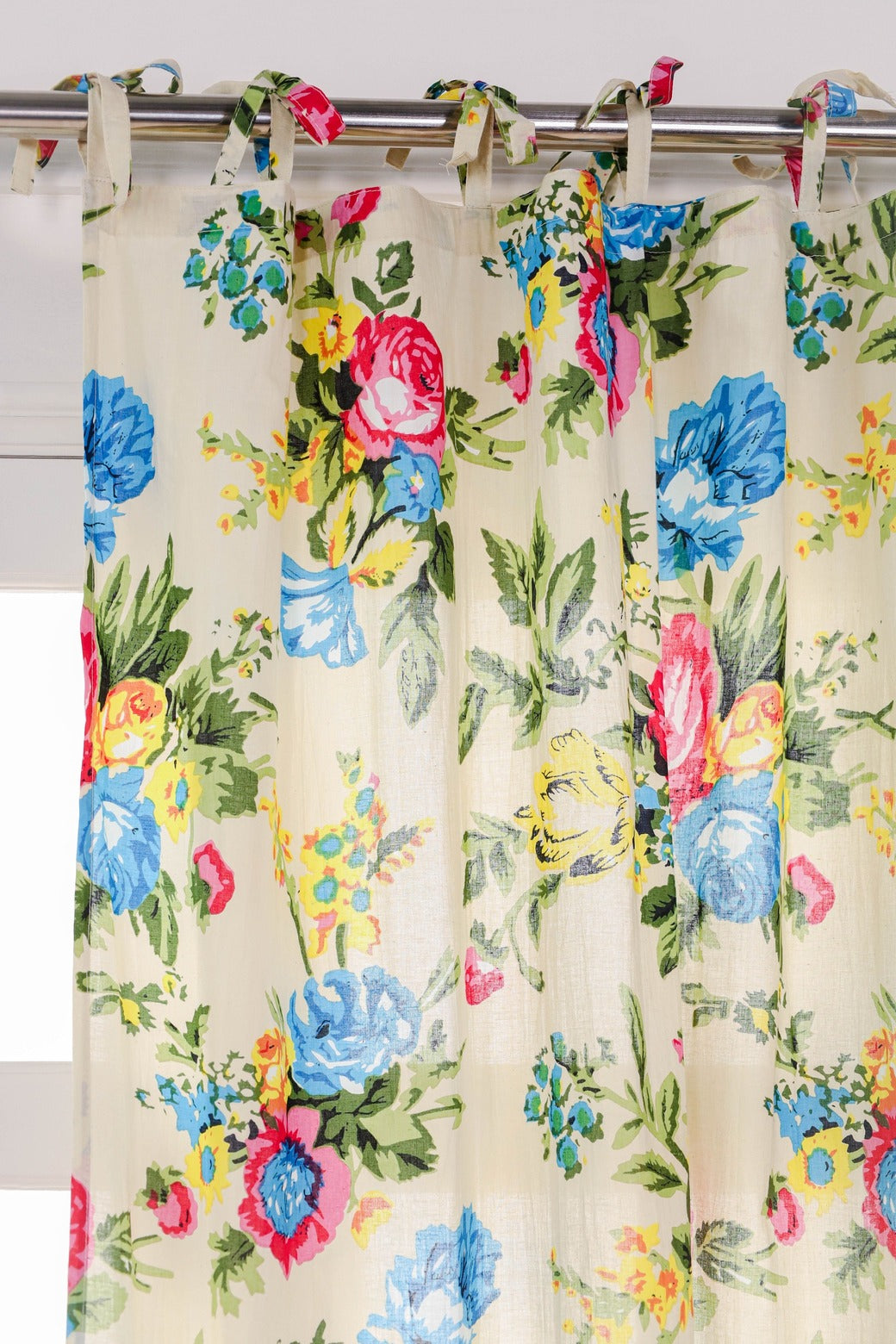 Wheat Floral Printed Cotton Curtain 1 Panel Set