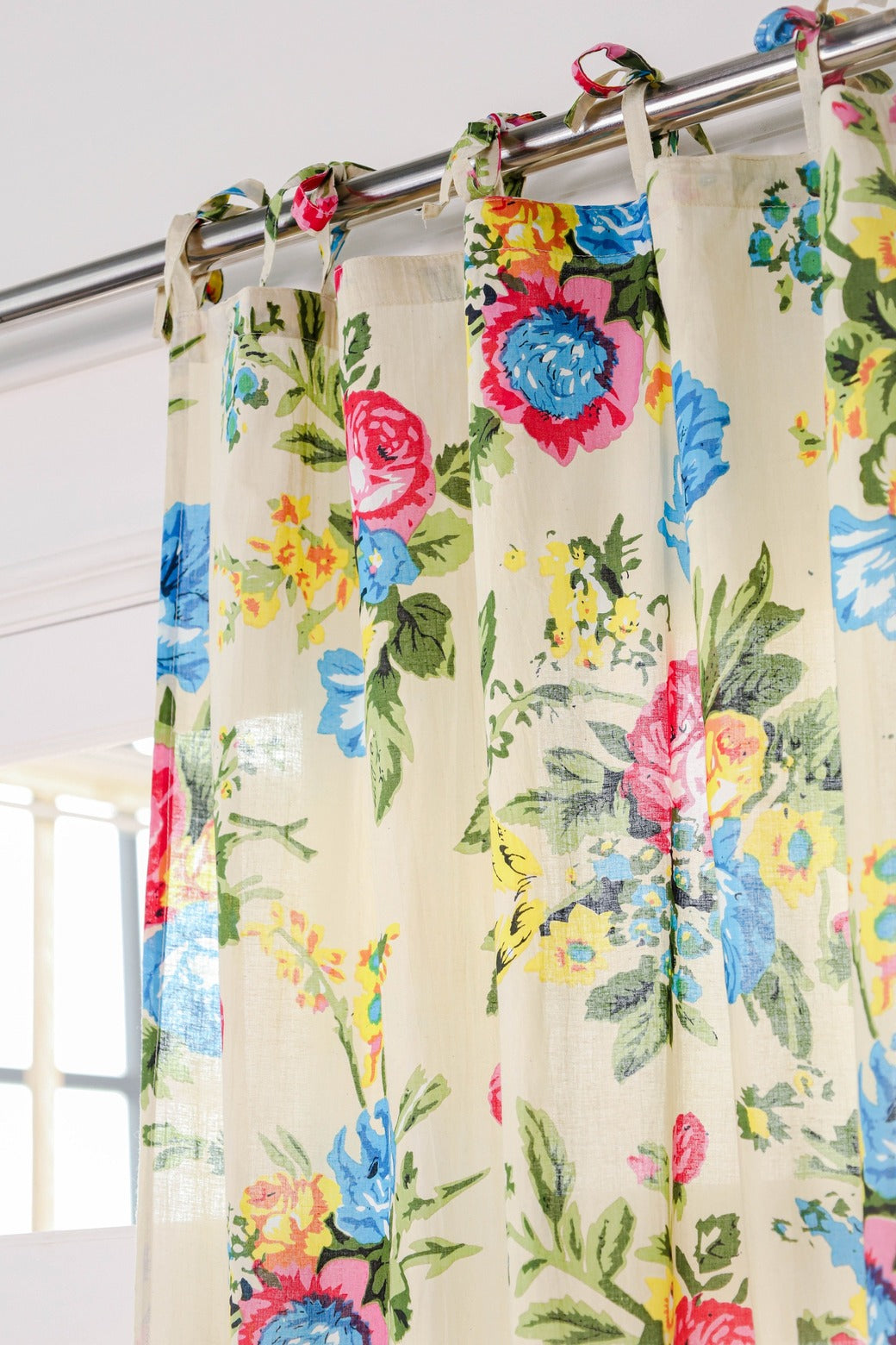 Wheat Floral Printed Cotton Curtain 1 Panel Set