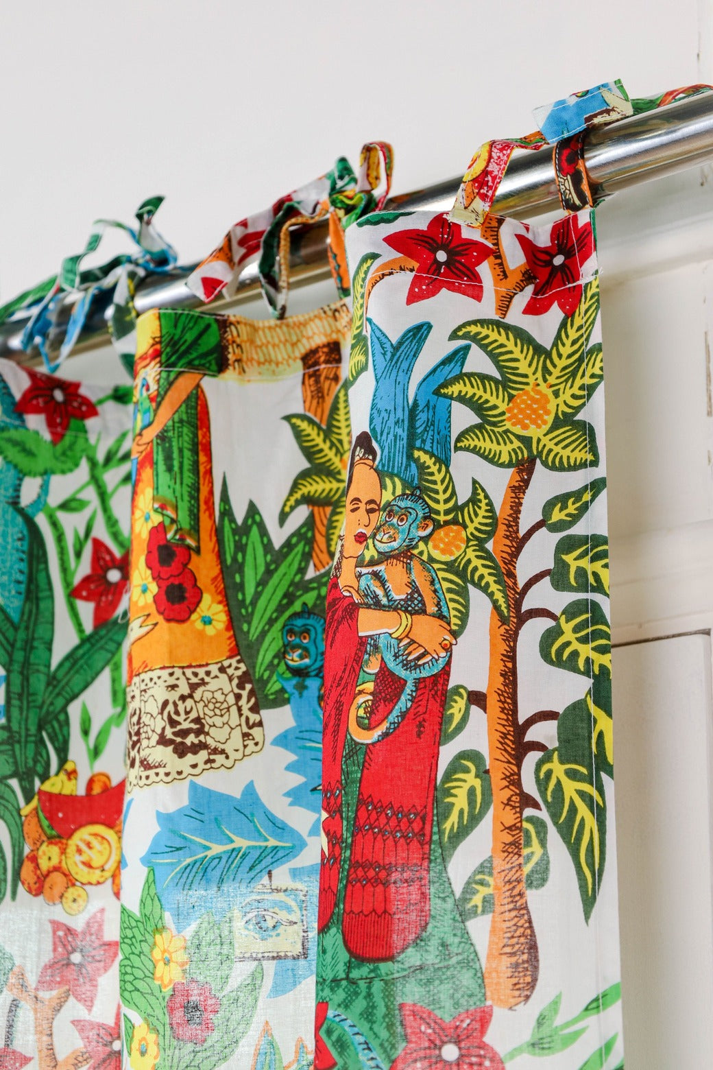 White Frida Khalo Printed Curtain - 1 Panel Set