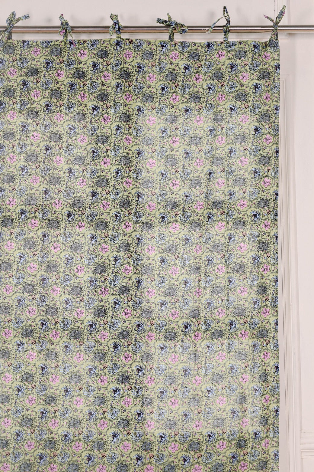 Sheer Floral Printed Curtain - 1 Panel Set