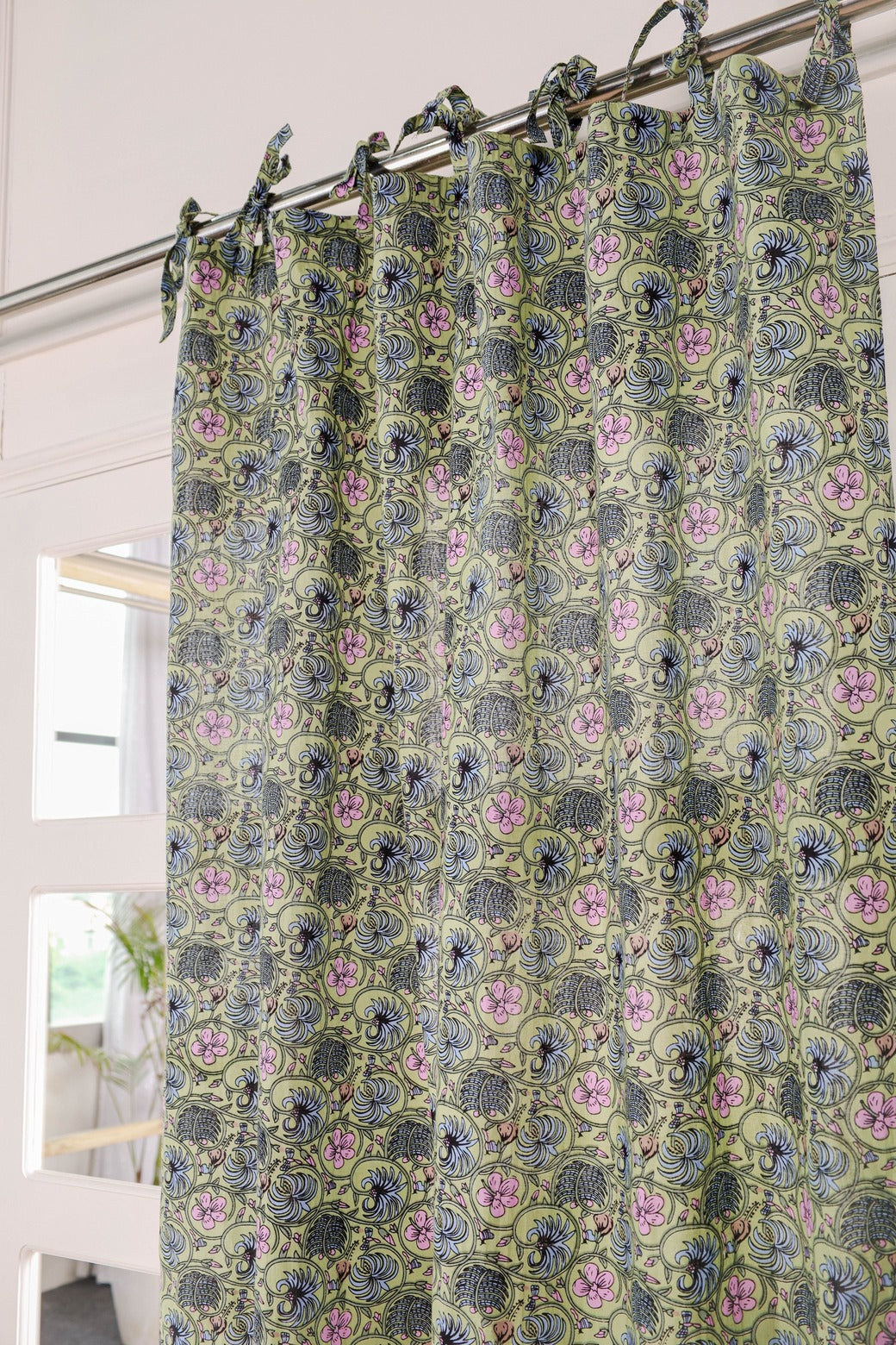 Sheer Floral Printed Curtain - 1 Panel Set