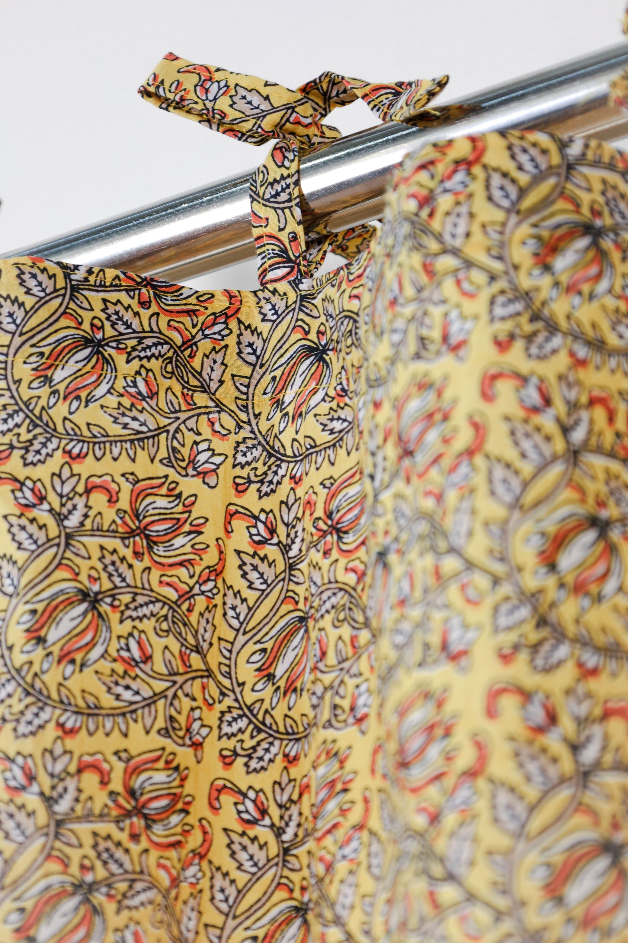 Boho Yellow Floral Printed Curtain - 1 Panel Set