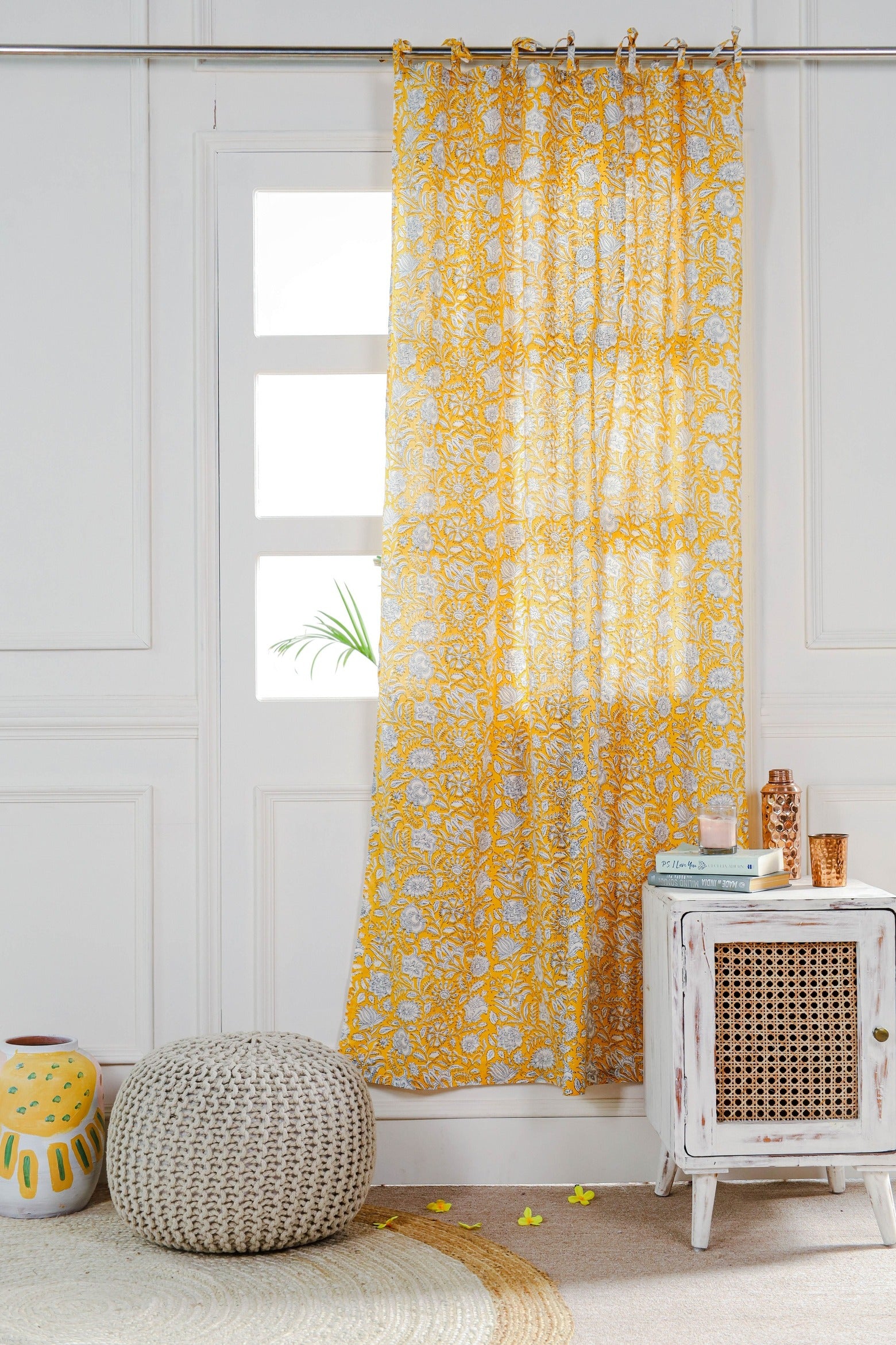 Yellow Sunshine Printed Curtain - 1 Panel set