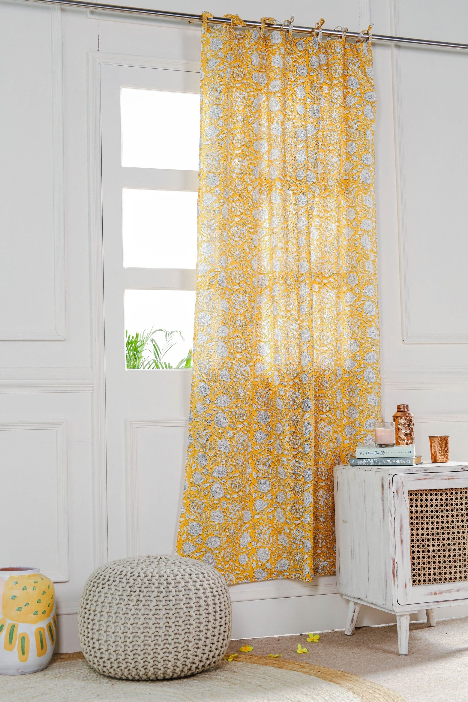 Yellow Sunshine Printed Curtain - 1 Panel set