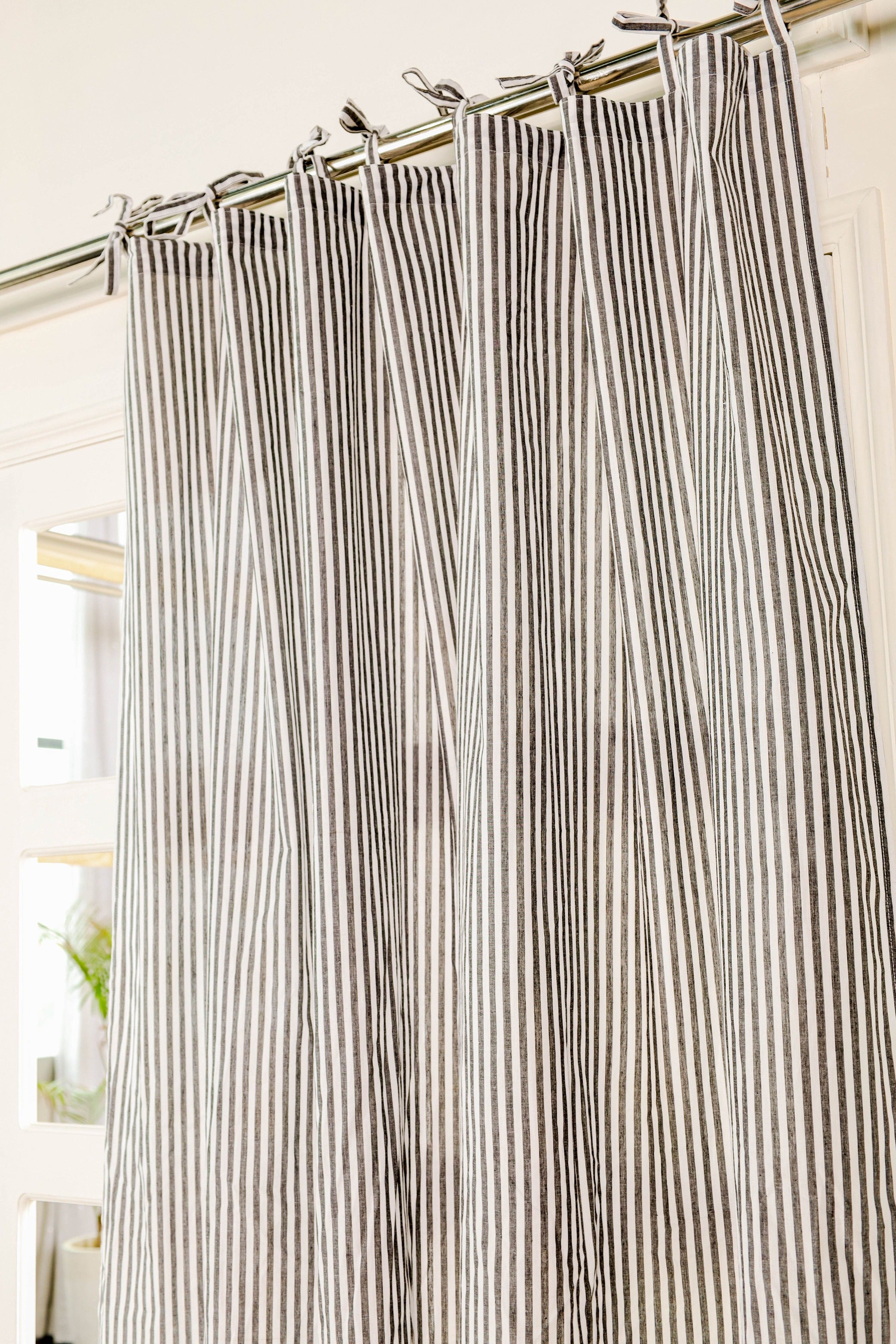 Grey and White Striped Curtain 1 Panel Set