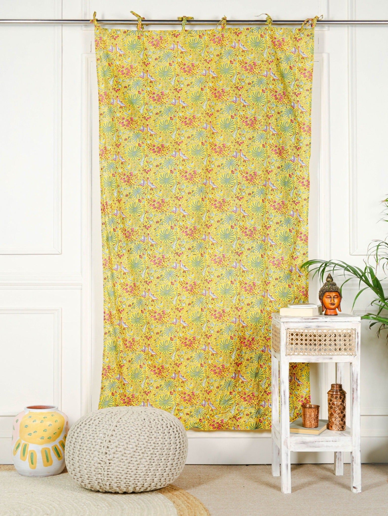 Multicolored Floral Printed Curtain 1 Panel Set