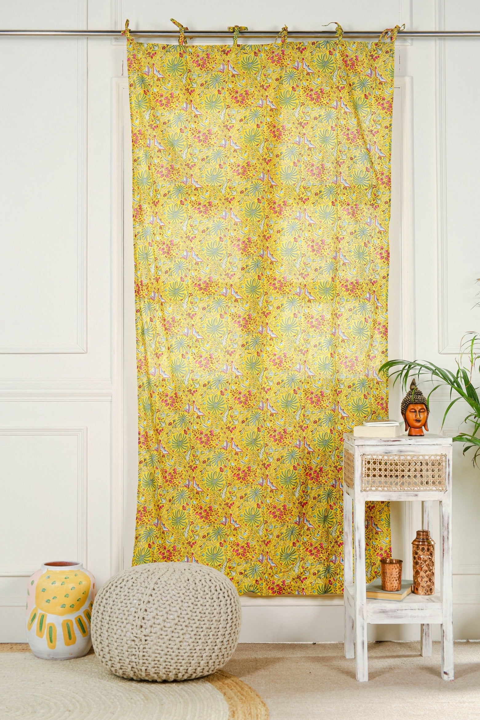 Multicolored Floral Printed Curtain 1 Panel Set