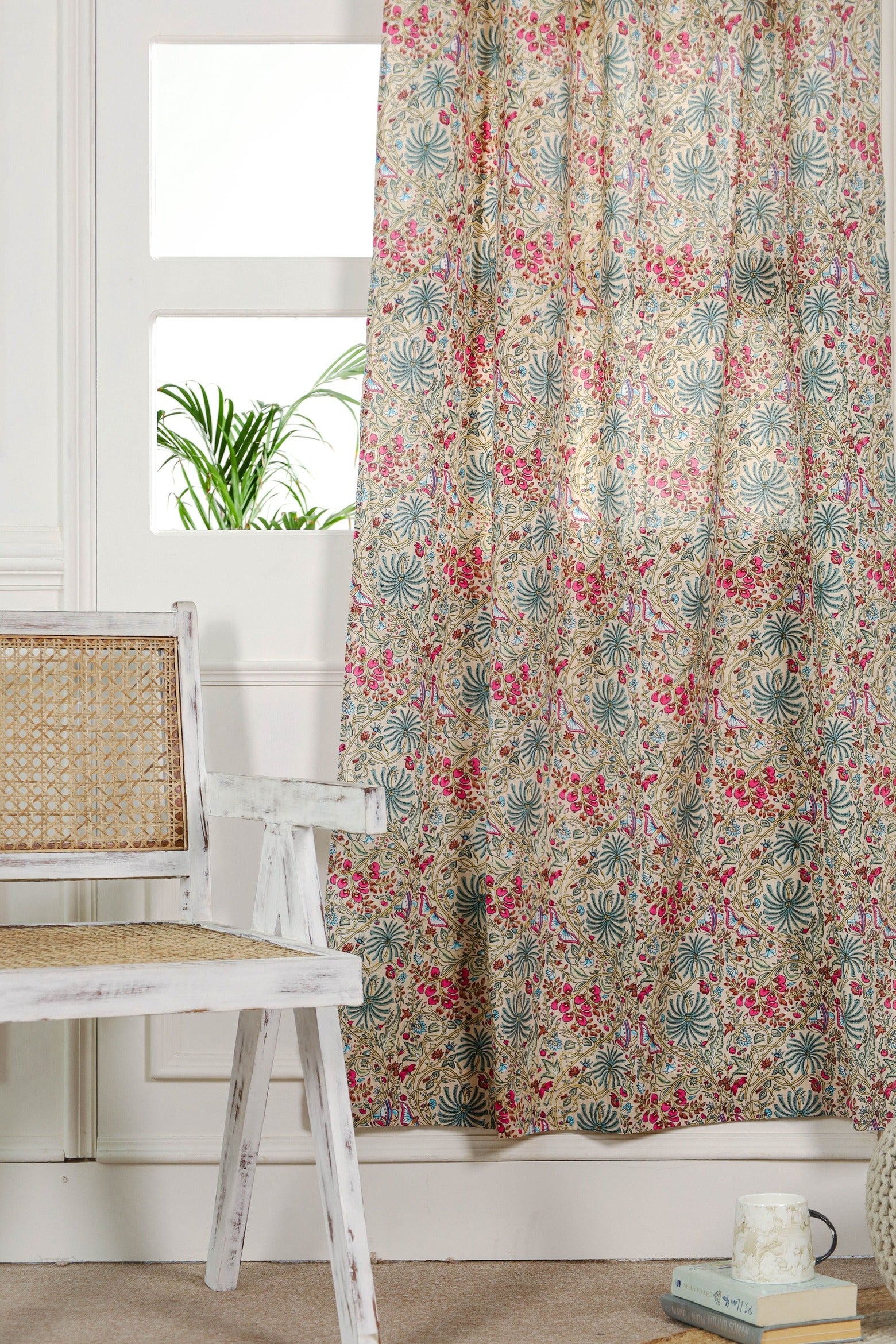 Modern Vintage Floral Printed Curtain 1 Panel Set