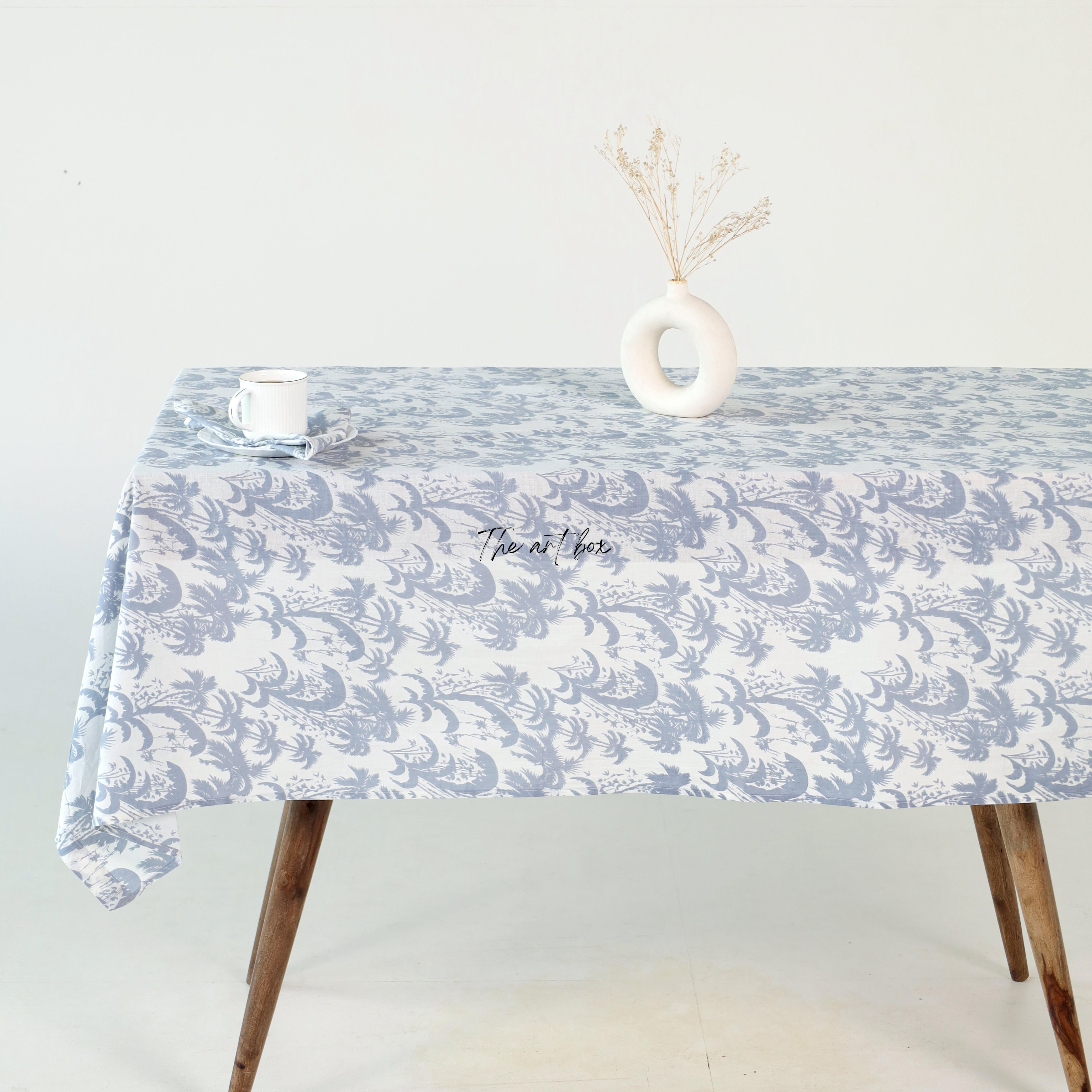 White Floral Cotton Table Cover