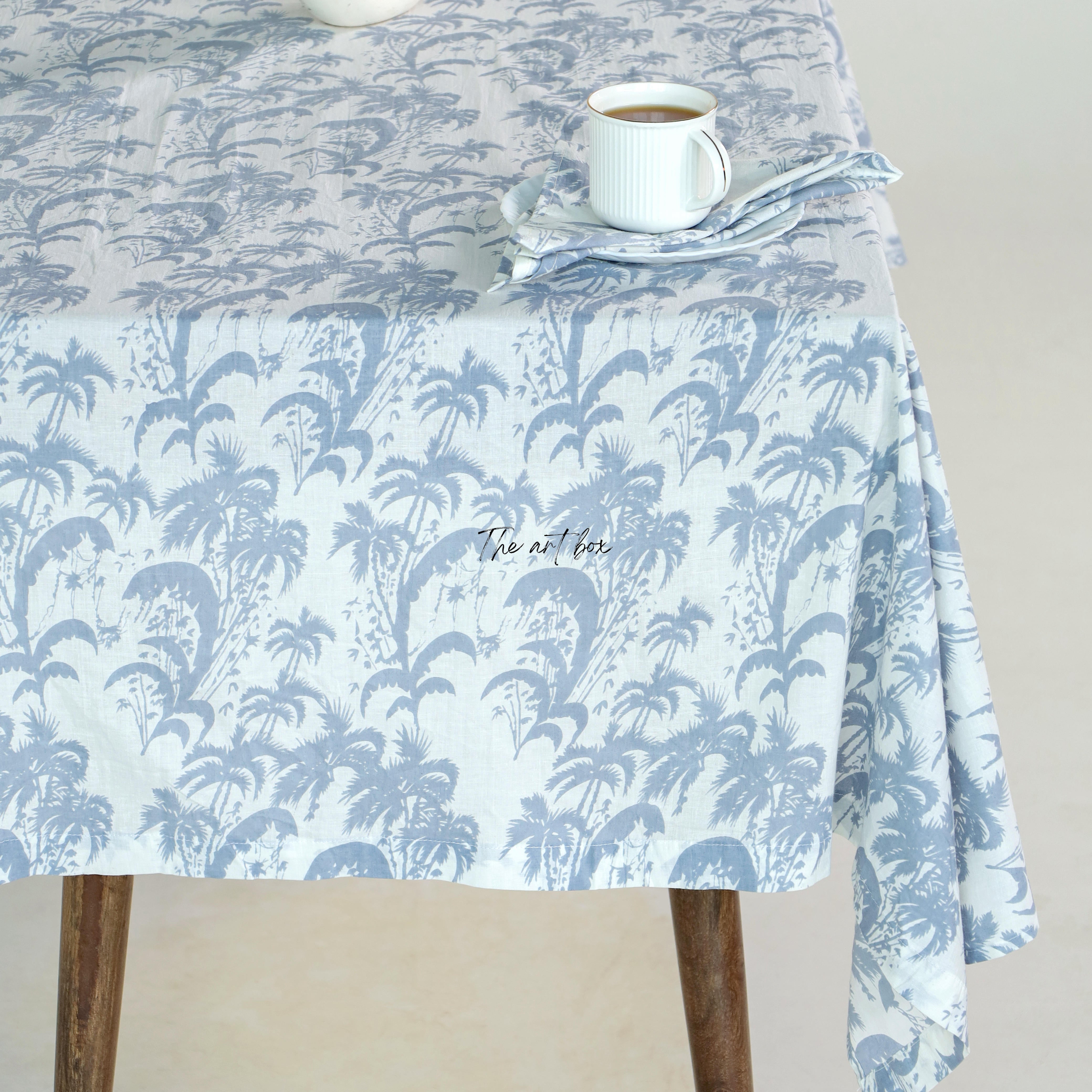 White Floral Cotton Table Cover