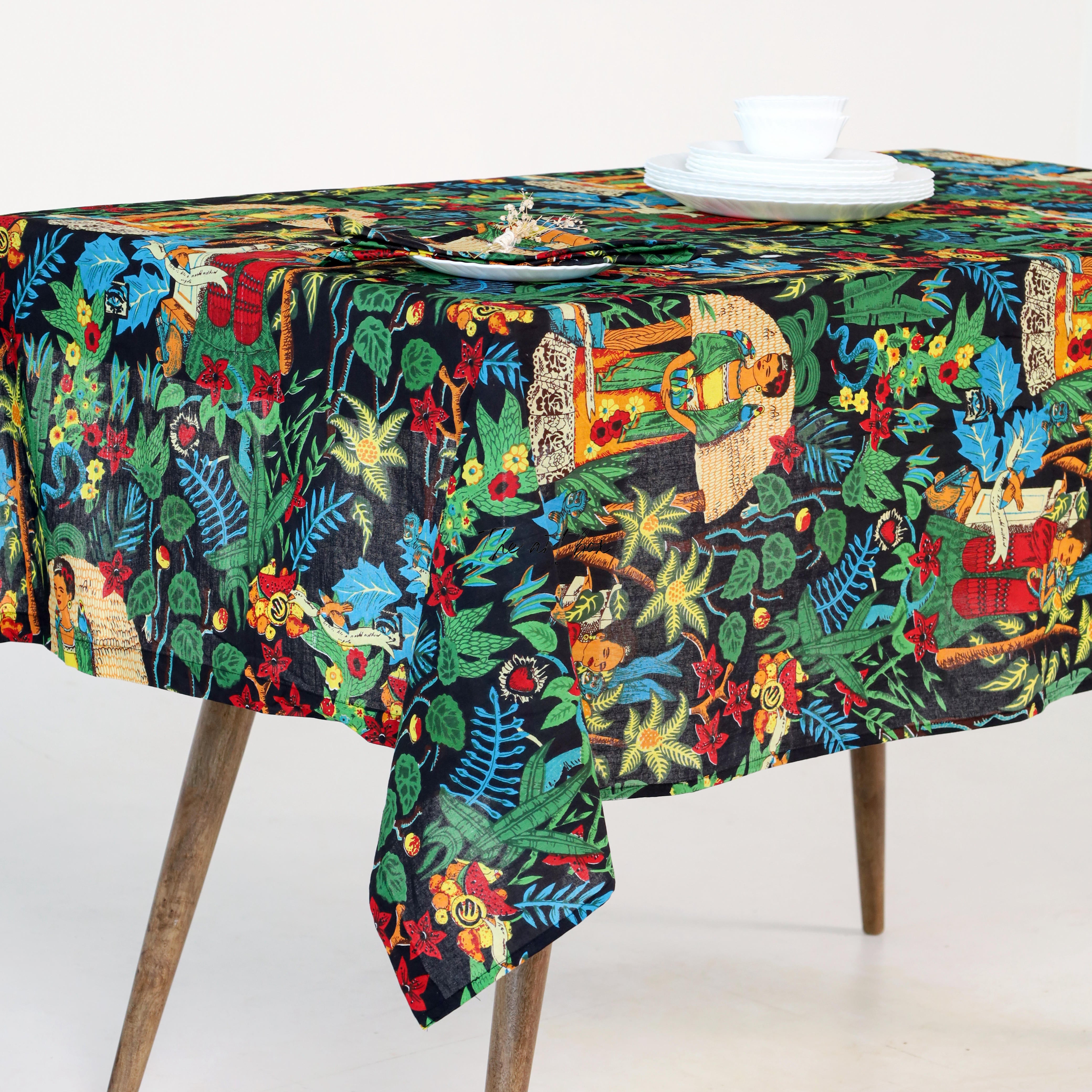 Green with black Printed Table Cover
