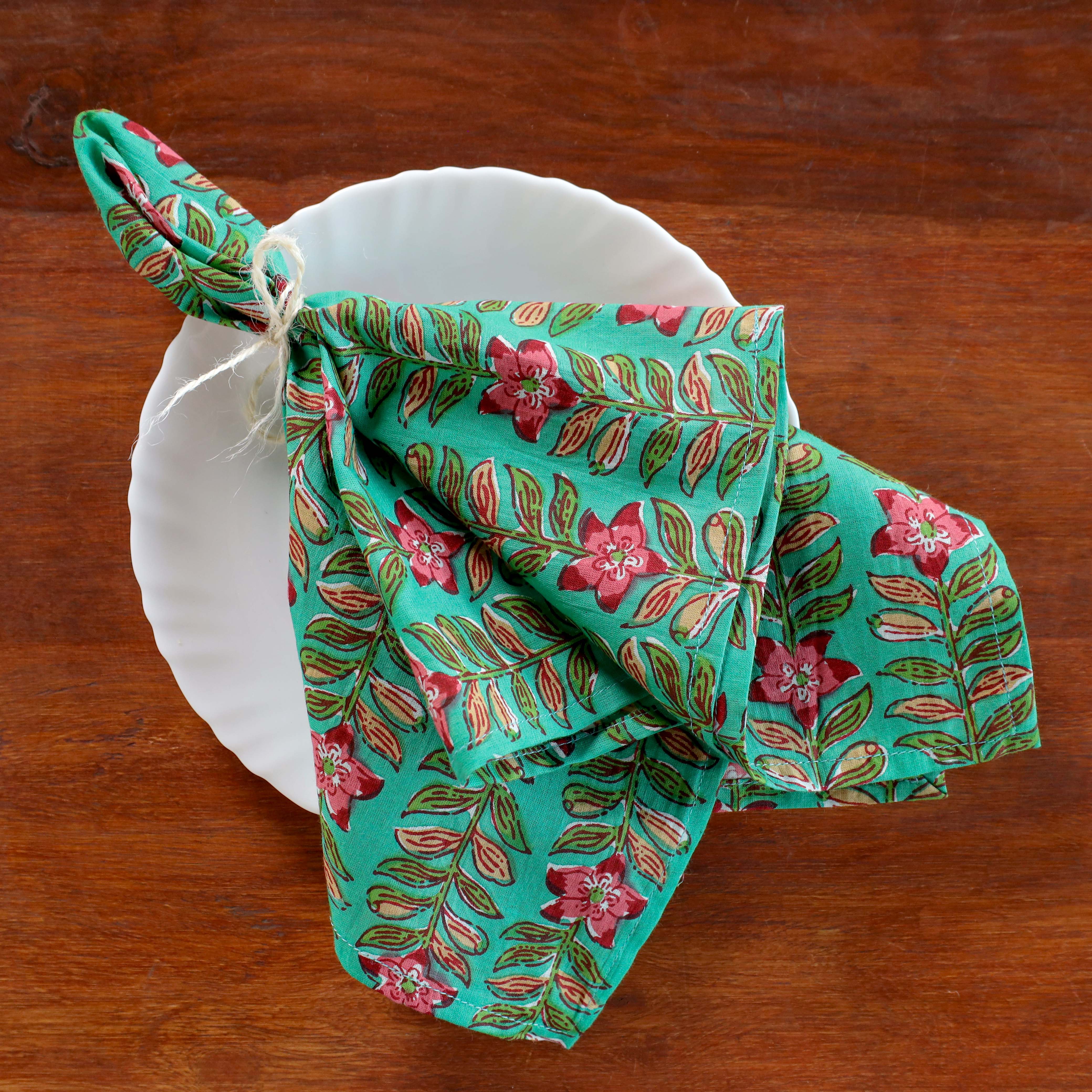 Cotton Green Floral Table Napkins