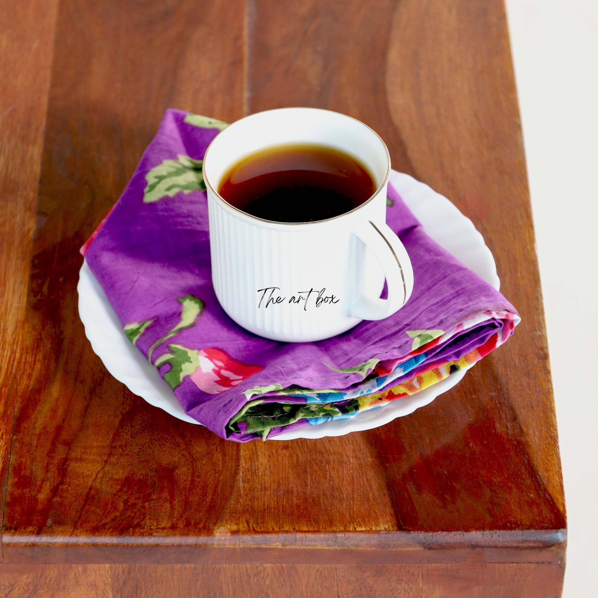 Purple Floral Cotton Table Napkins