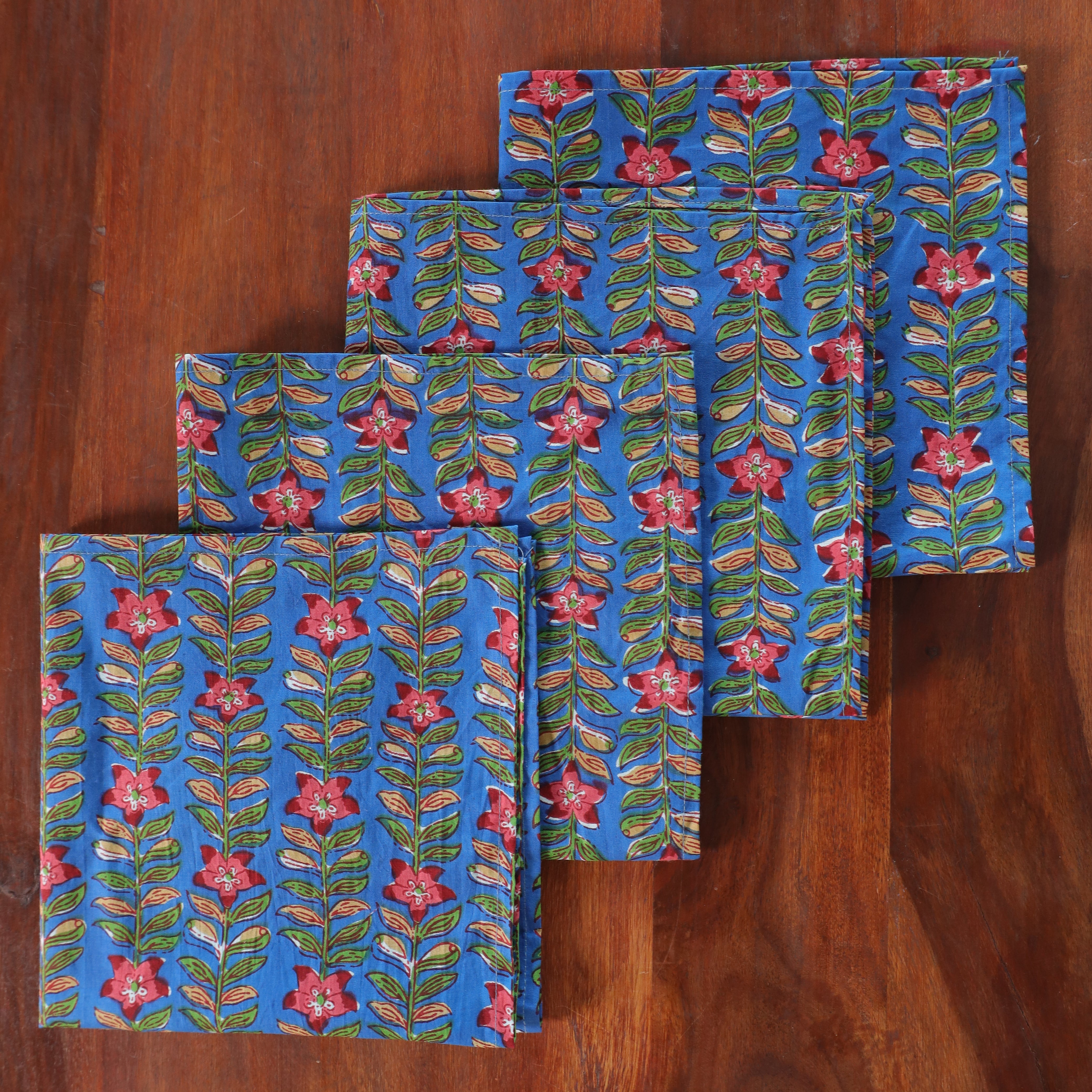 Cotton Blue Floral Table Napkins