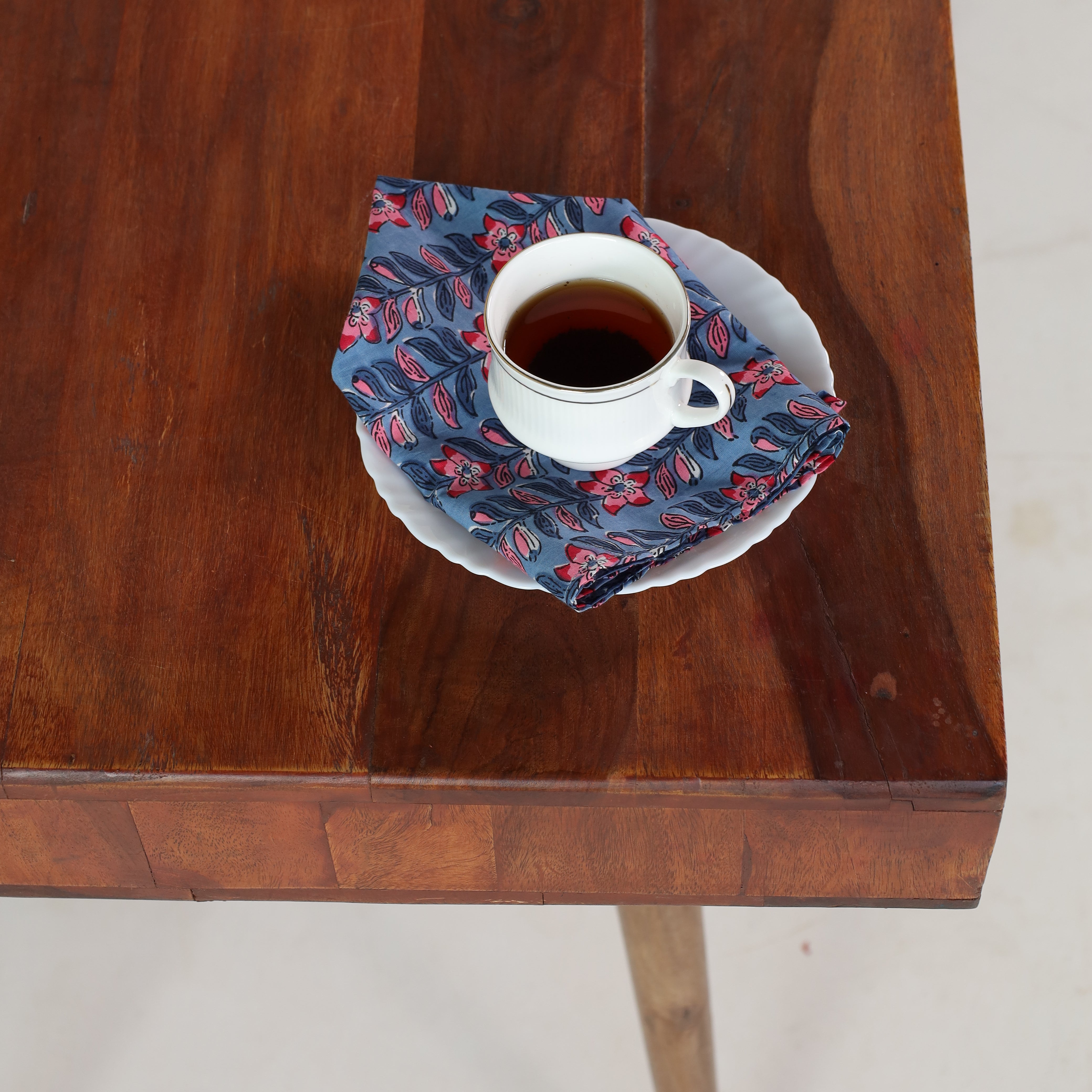 Cotton Light Blue Floral Table Napkins