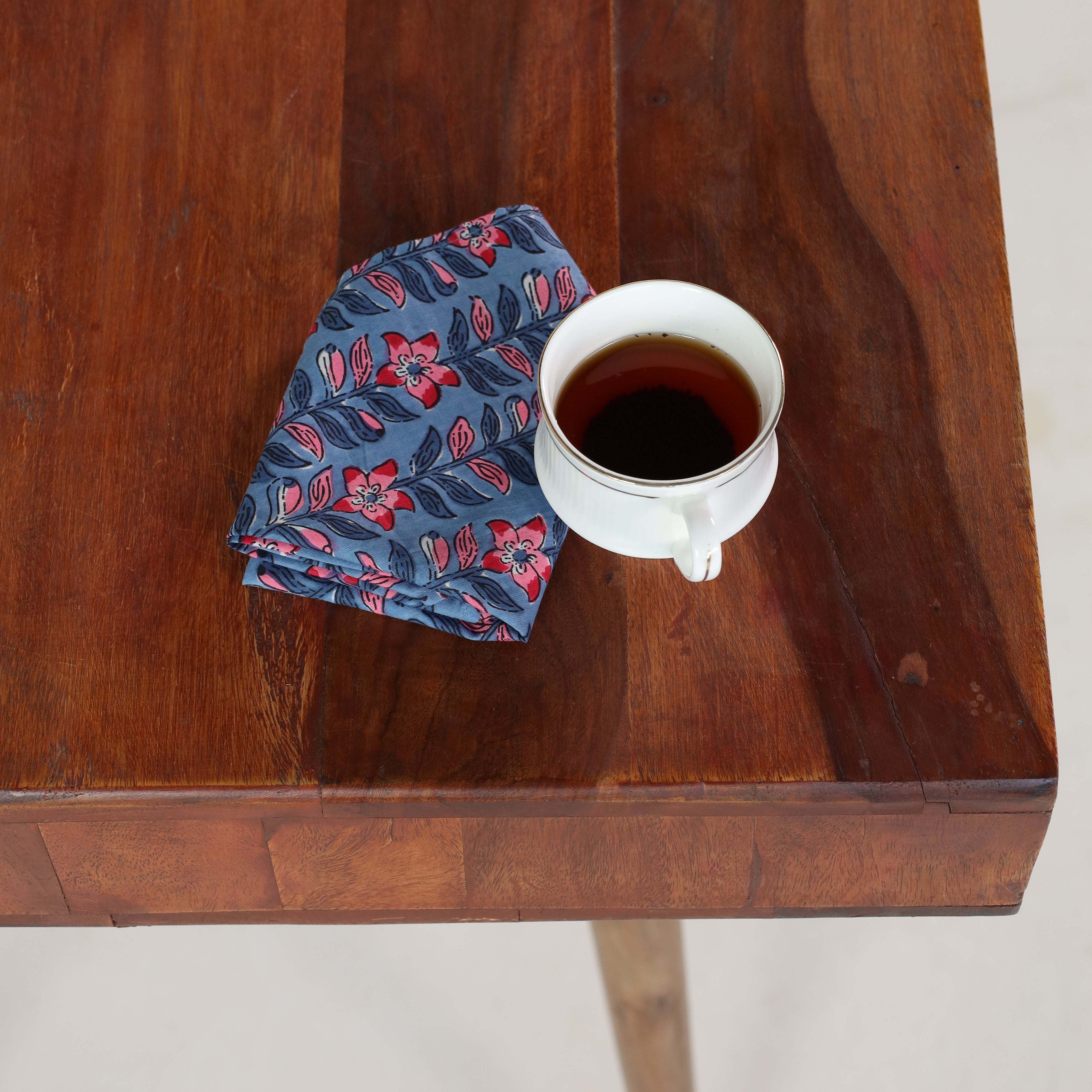 Cotton Light Blue Floral Table Napkins