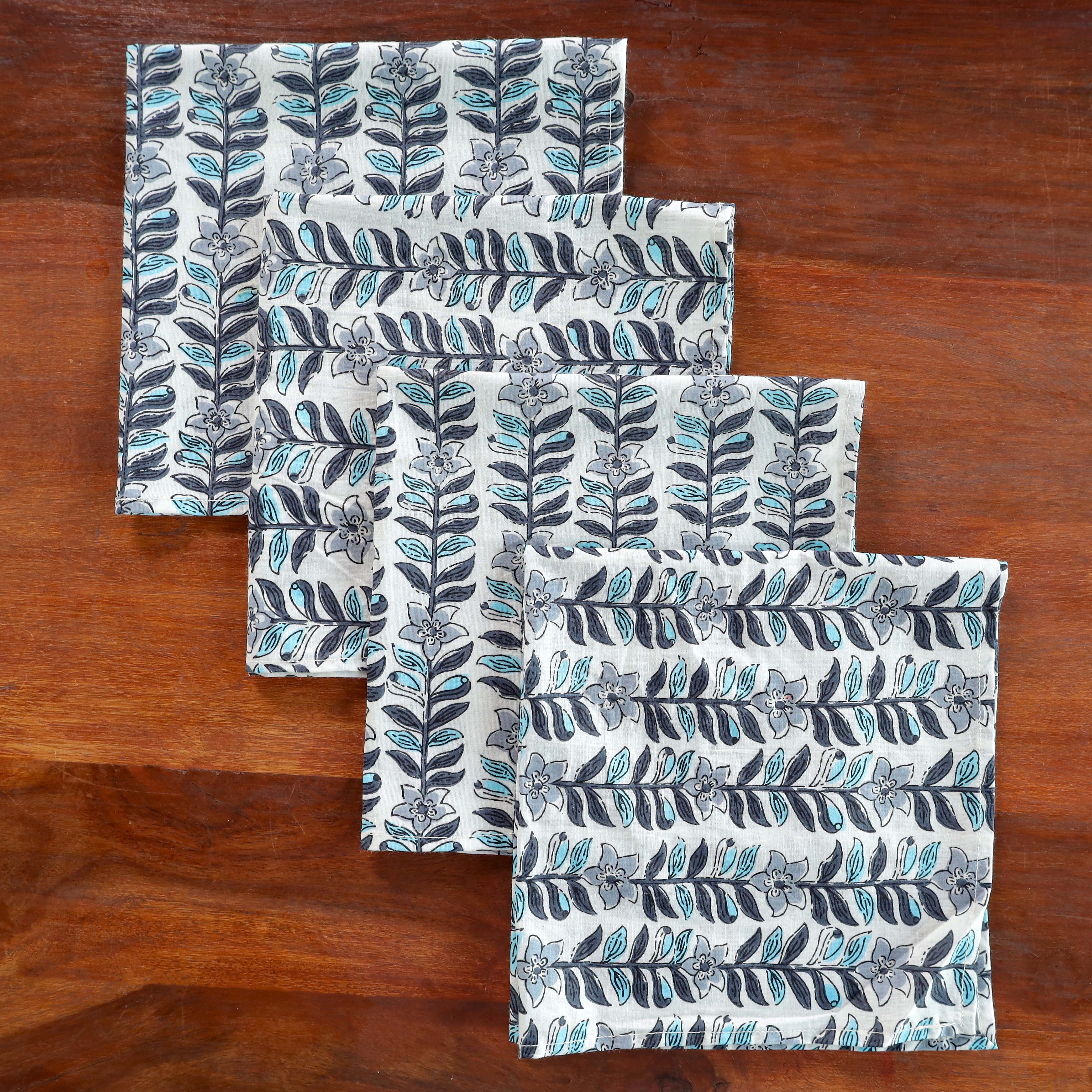 Cotton White Floral Table Napkins