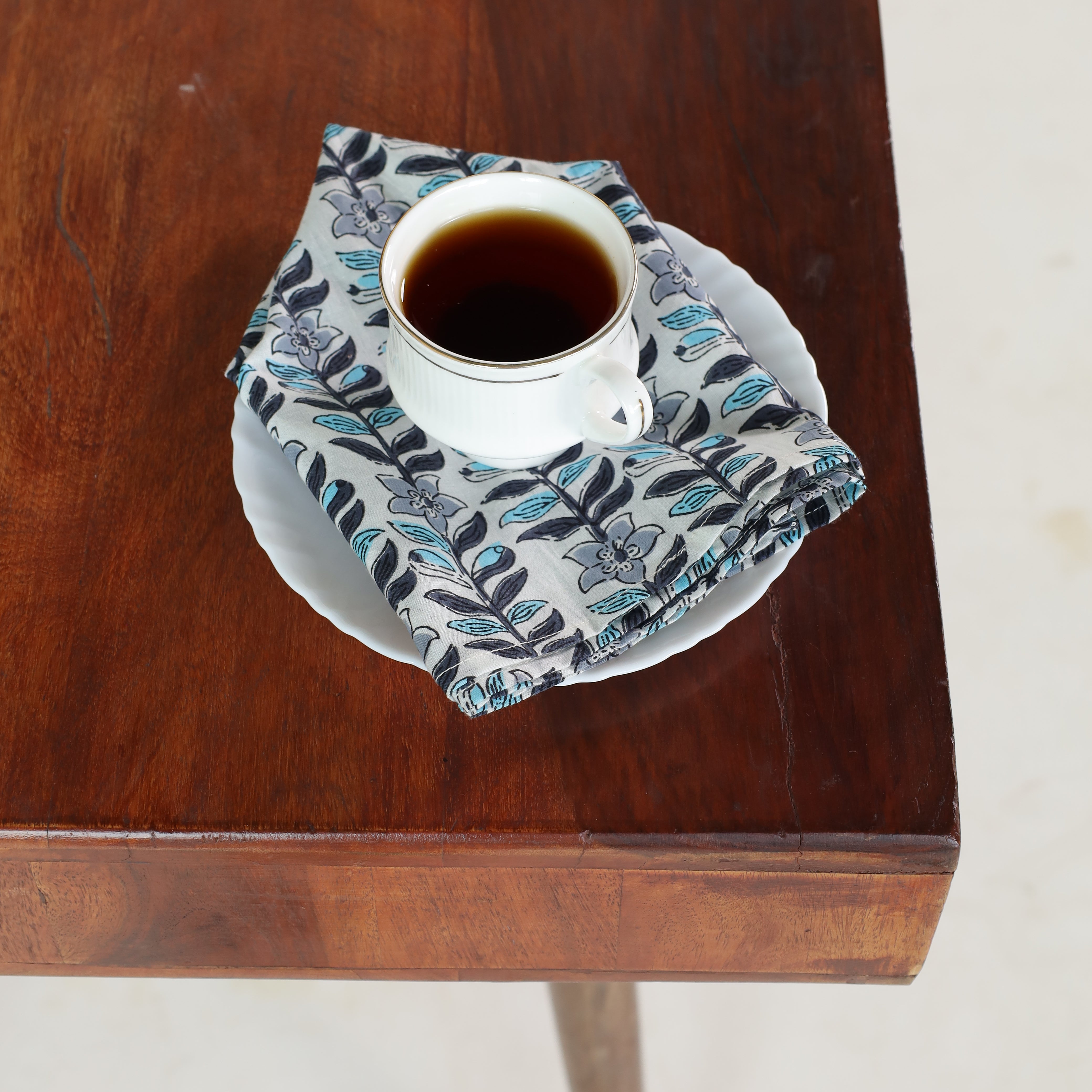 Cotton White Floral Table Napkins