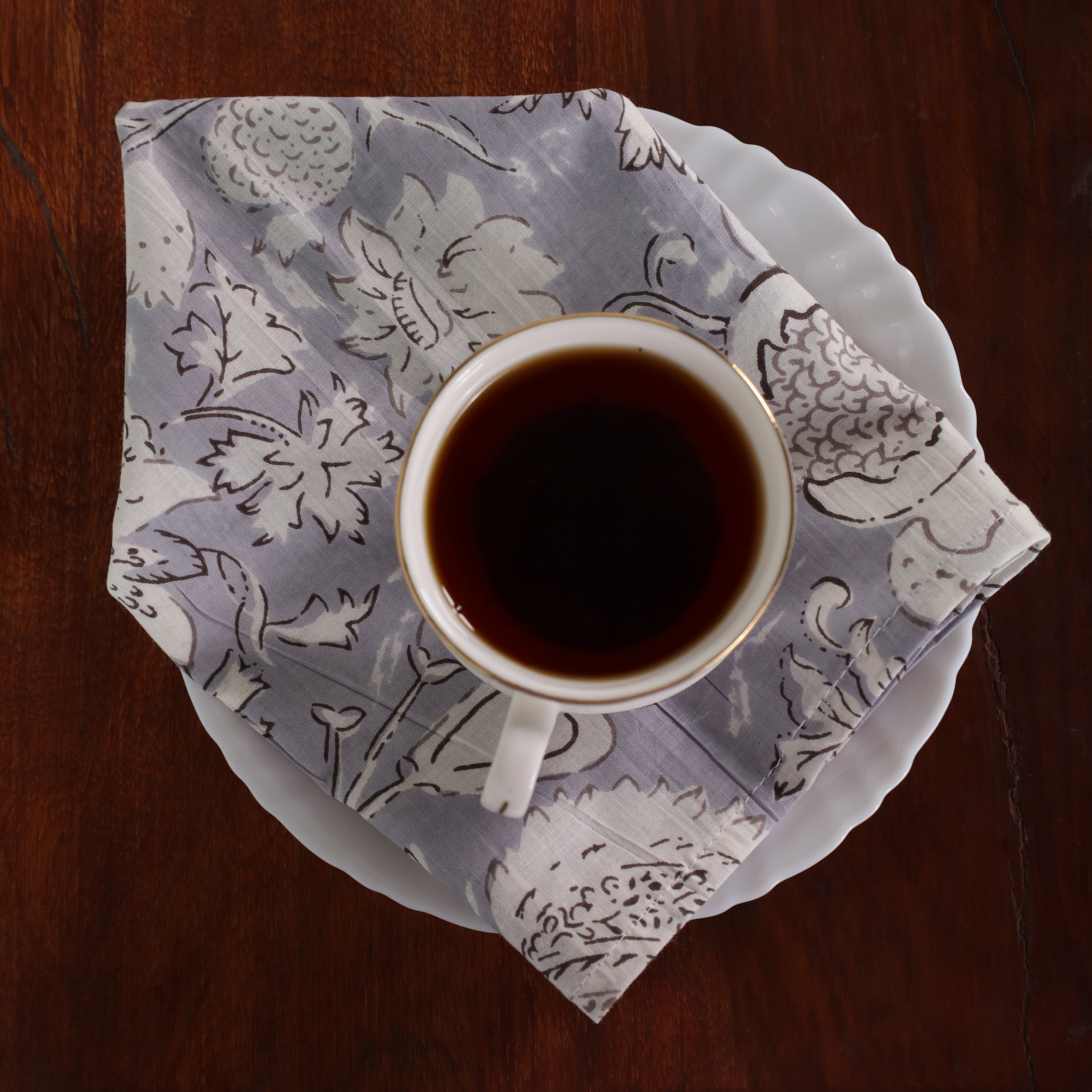 White Cotton Cream Floral Table Napkins