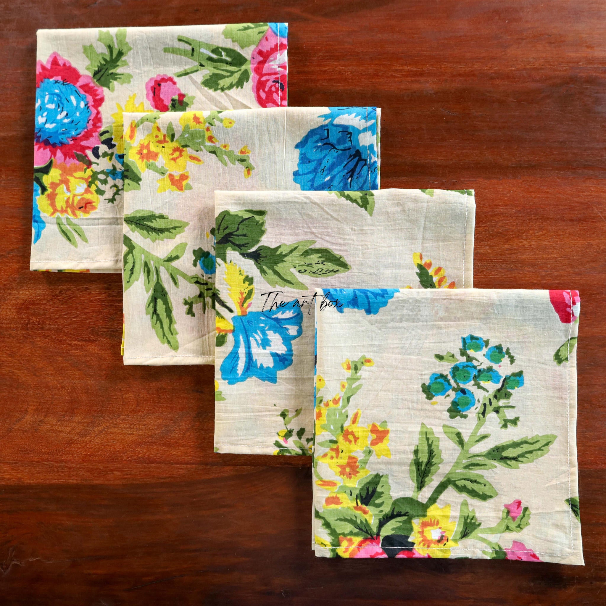 White Floral Cotton Table Napkins