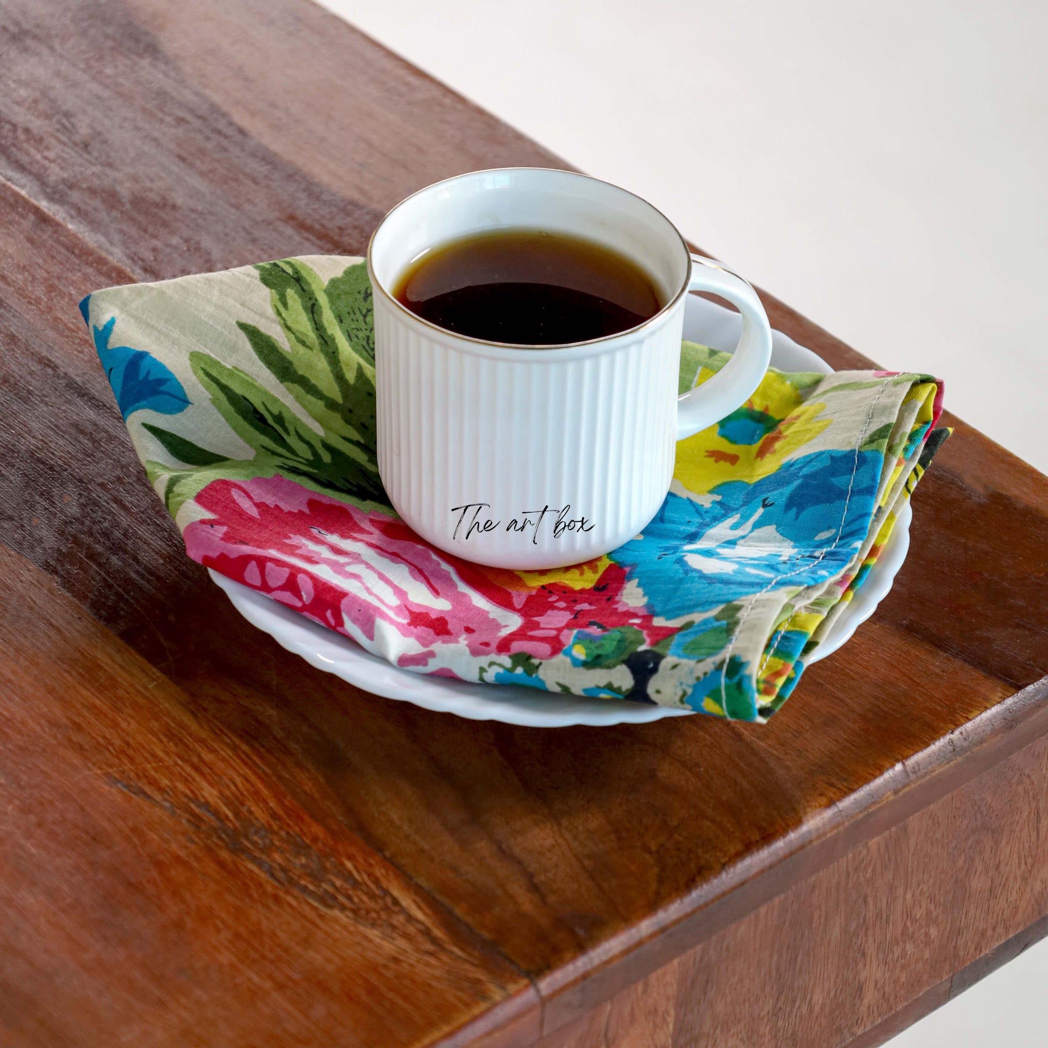 White Floral Cotton Table Napkins