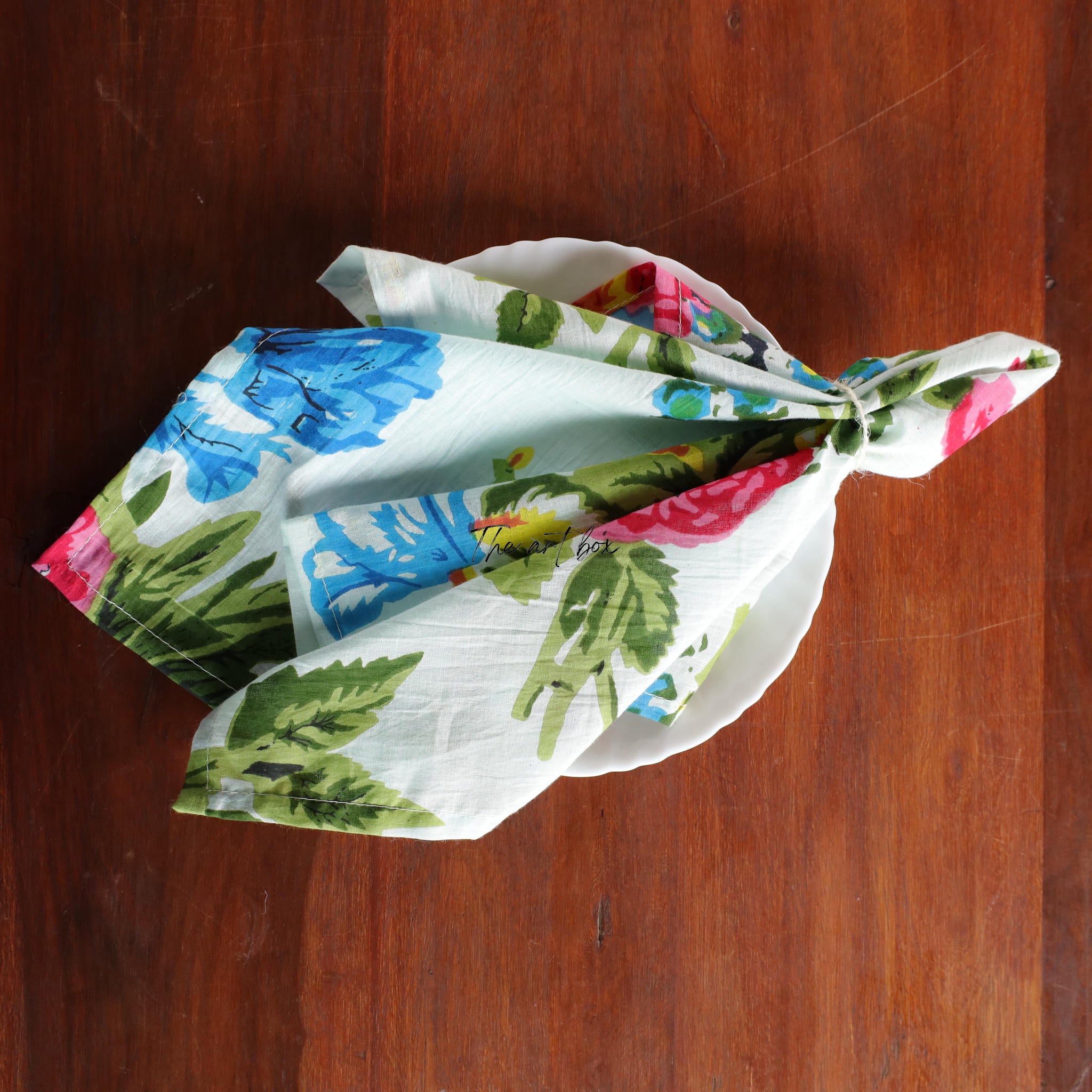 White Floral Cotton Table Napkins