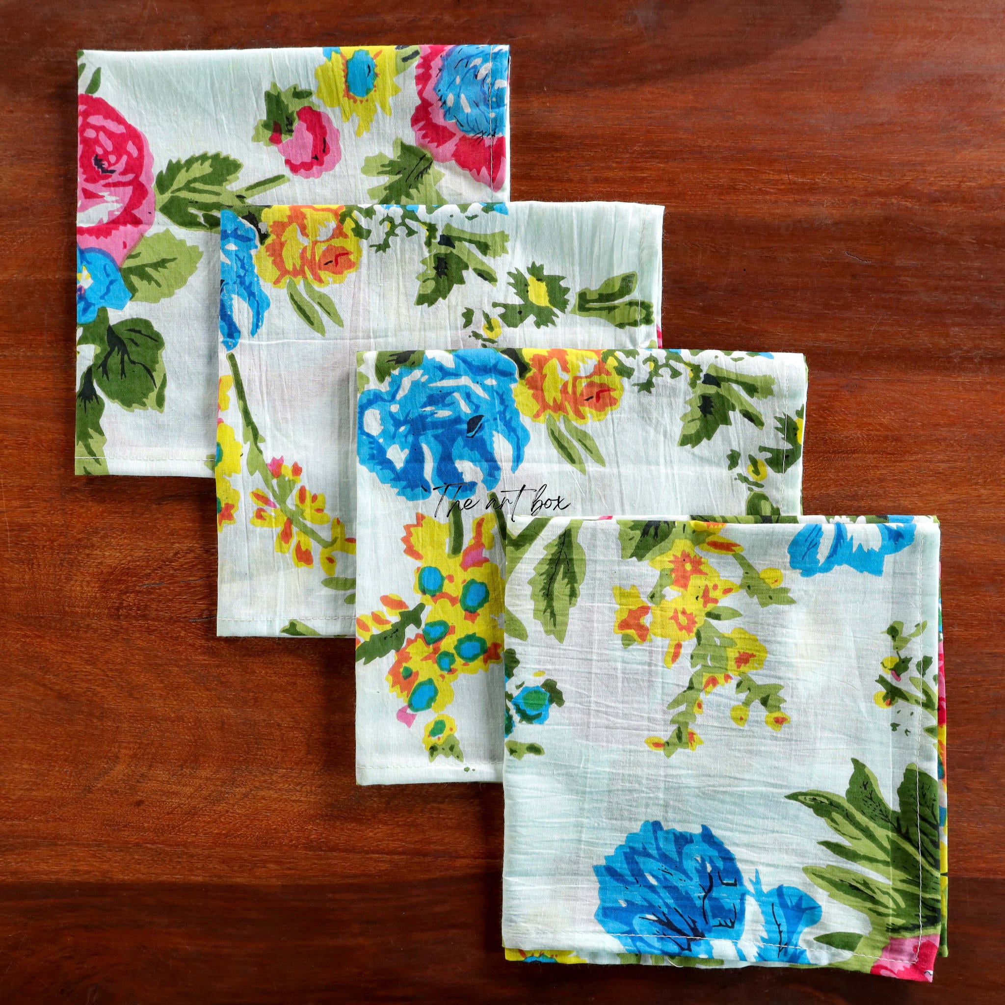 White Floral Cotton Table Napkins