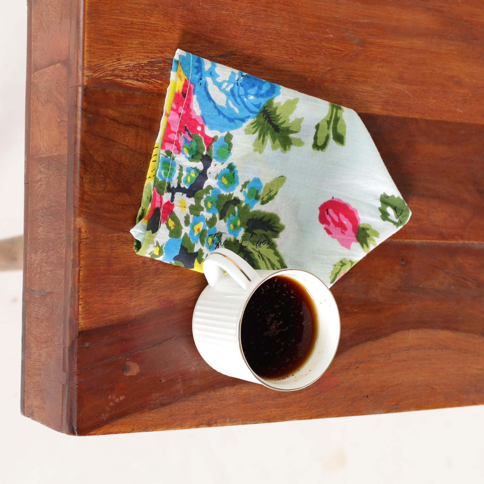 White Floral Cotton Table Napkins