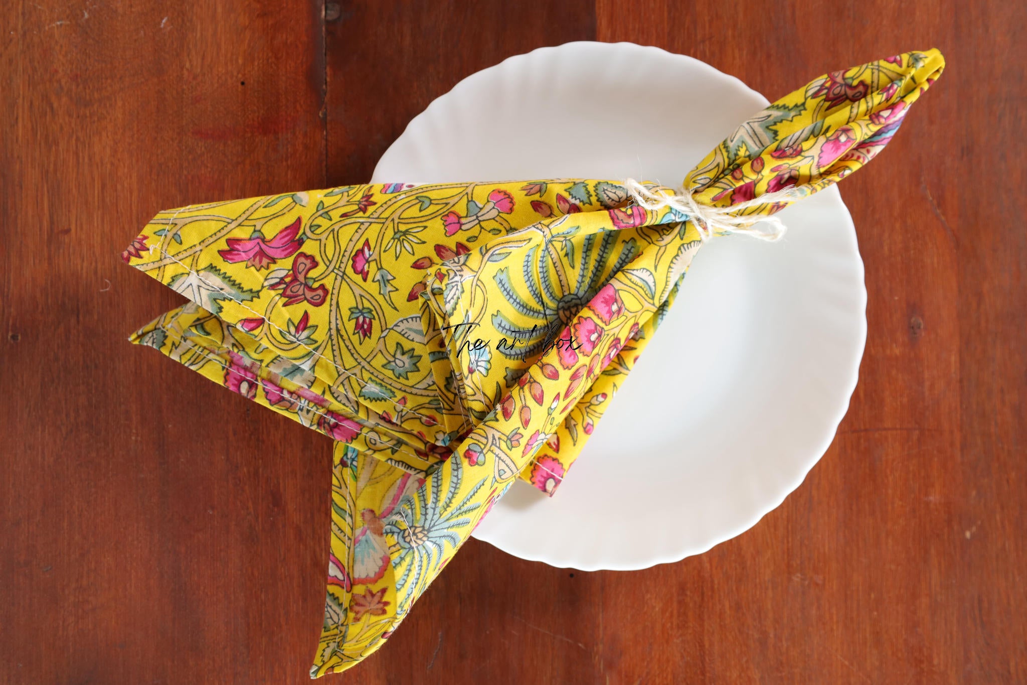 Yellow Cotton Floral Table Napkins
