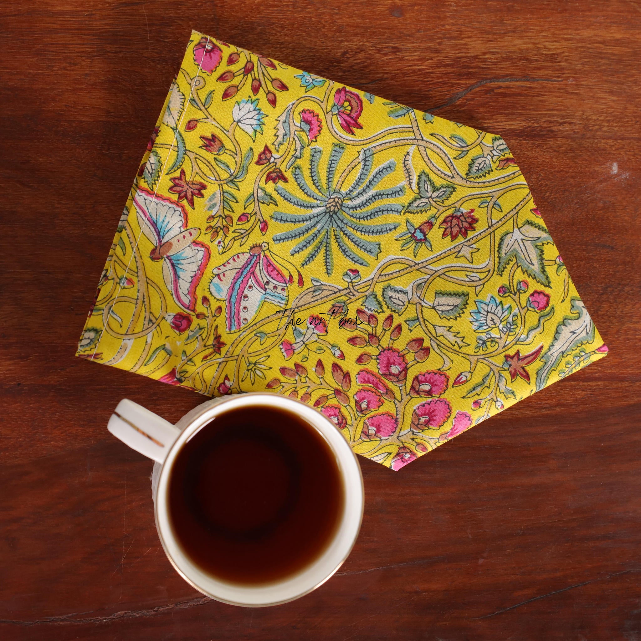 Yellow Cotton Floral Table Napkins