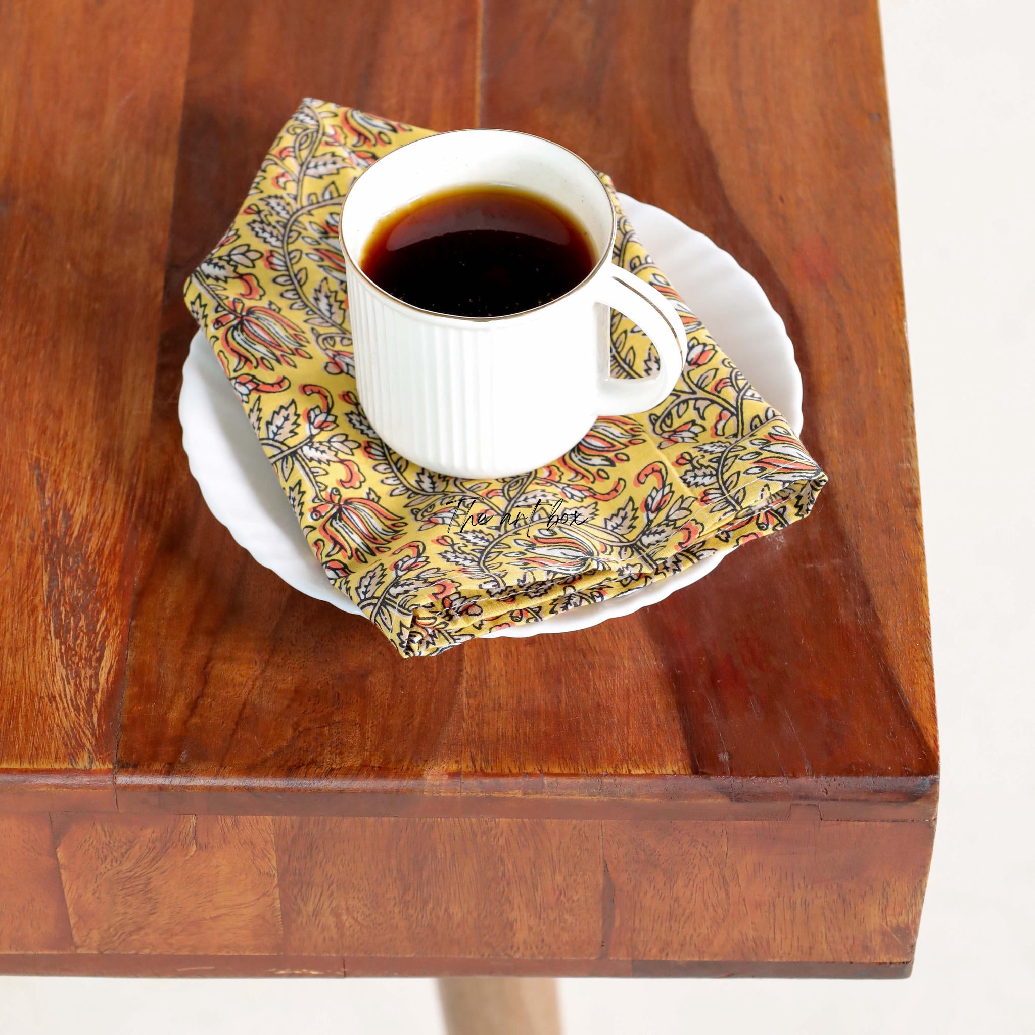 Yellow Cotton Floral Table Napkins