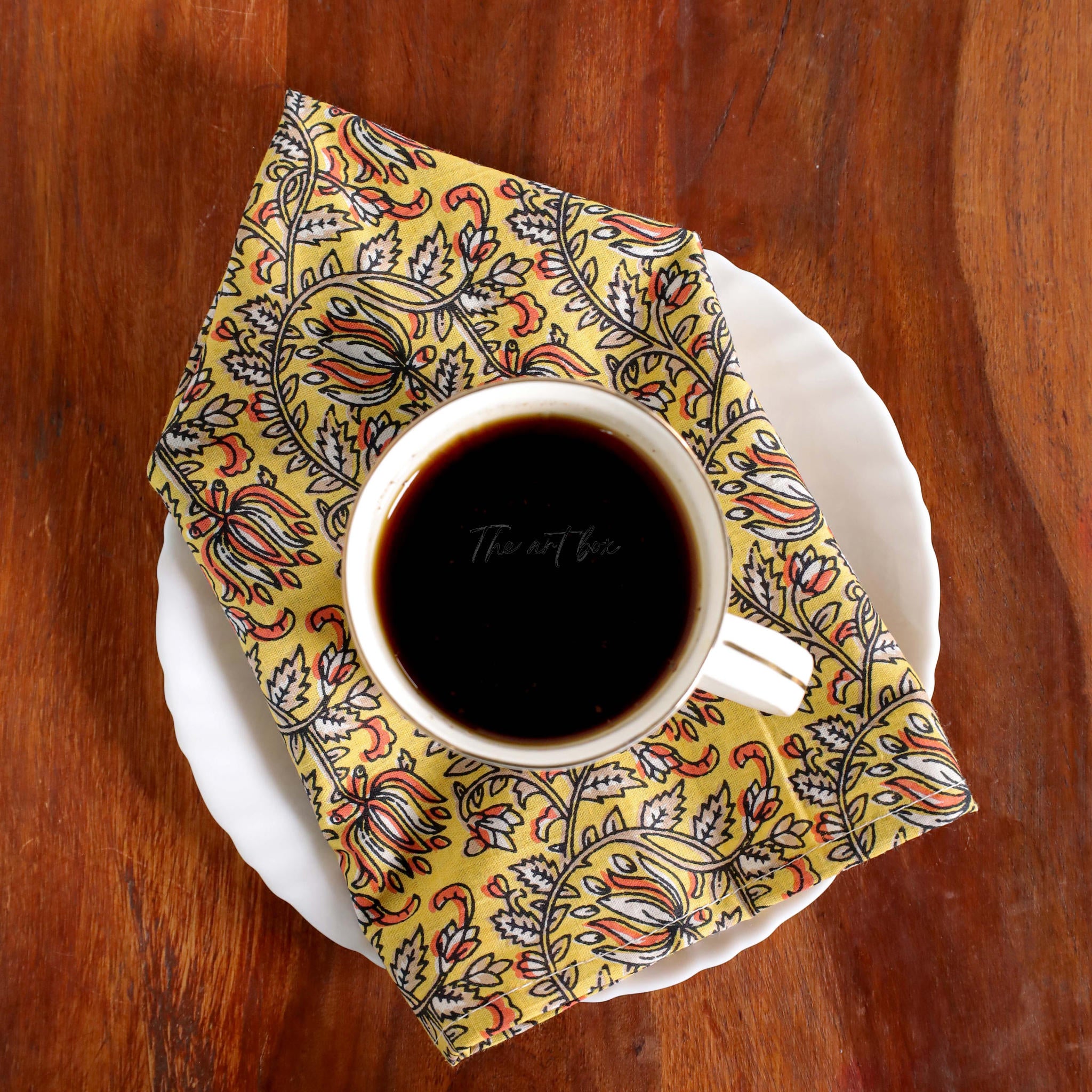 Yellow Cotton Floral Table Napkins
