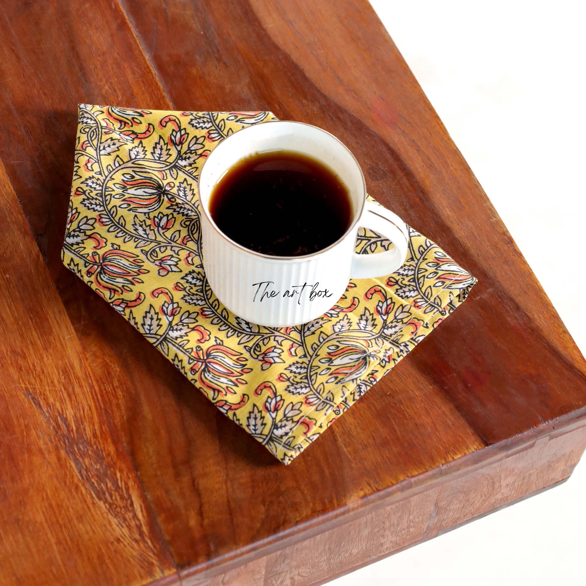 Yellow Cotton Floral Table Napkins